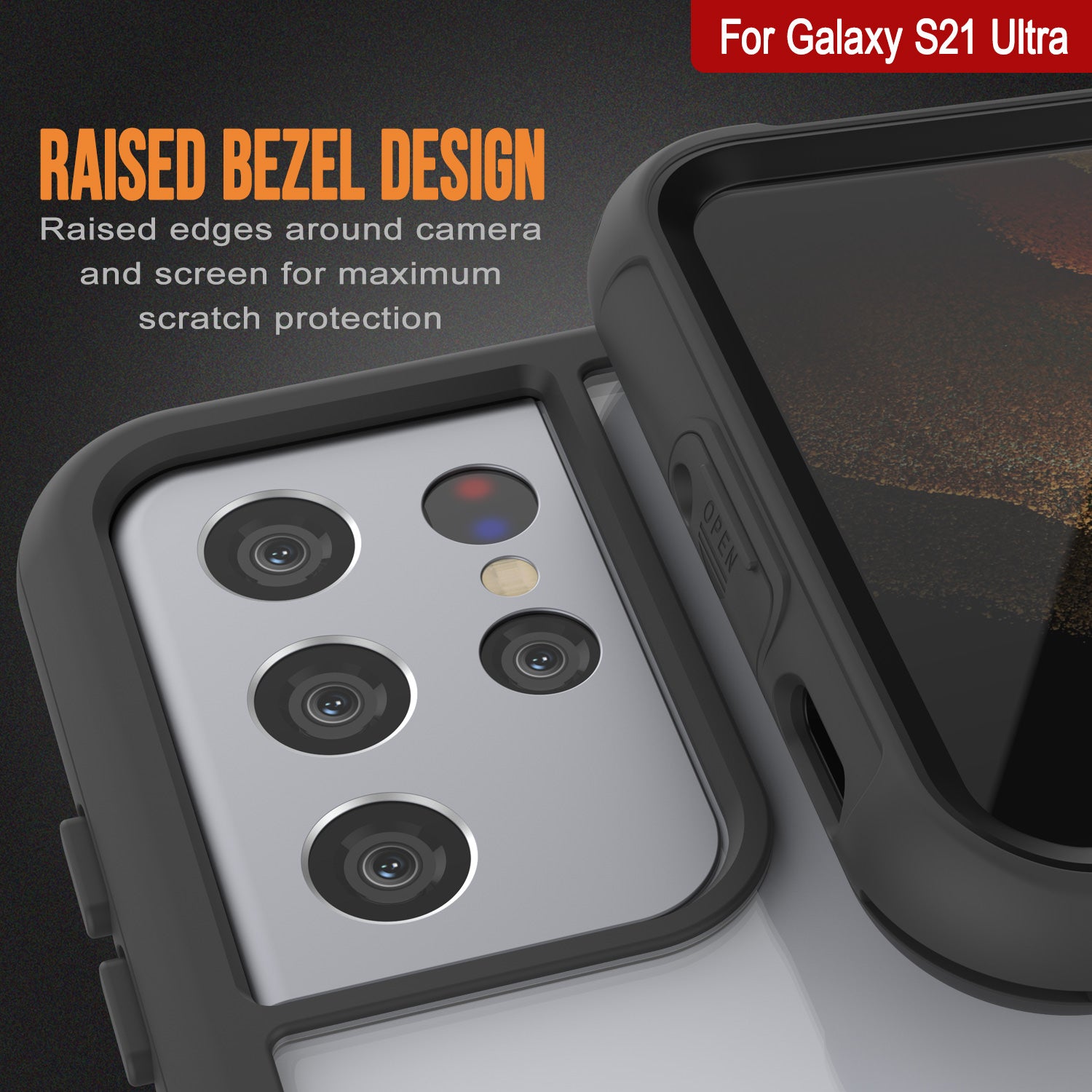 PunkCase Galaxy S21 Ultra Case, [Spartan Series] Clear Rugged Heavy Duty Cover W/Built in Screen Protector [Black]