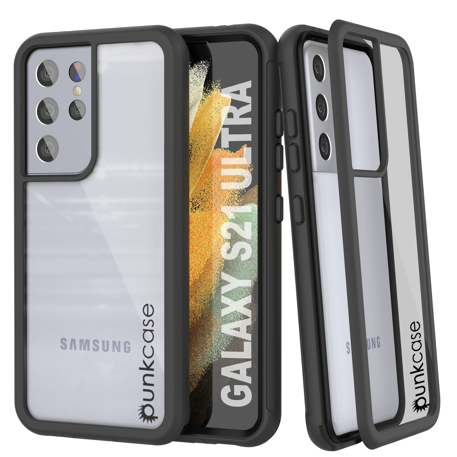 PunkCase Galaxy S21 Ultra Case, [Spartan Series] Clear Rugged