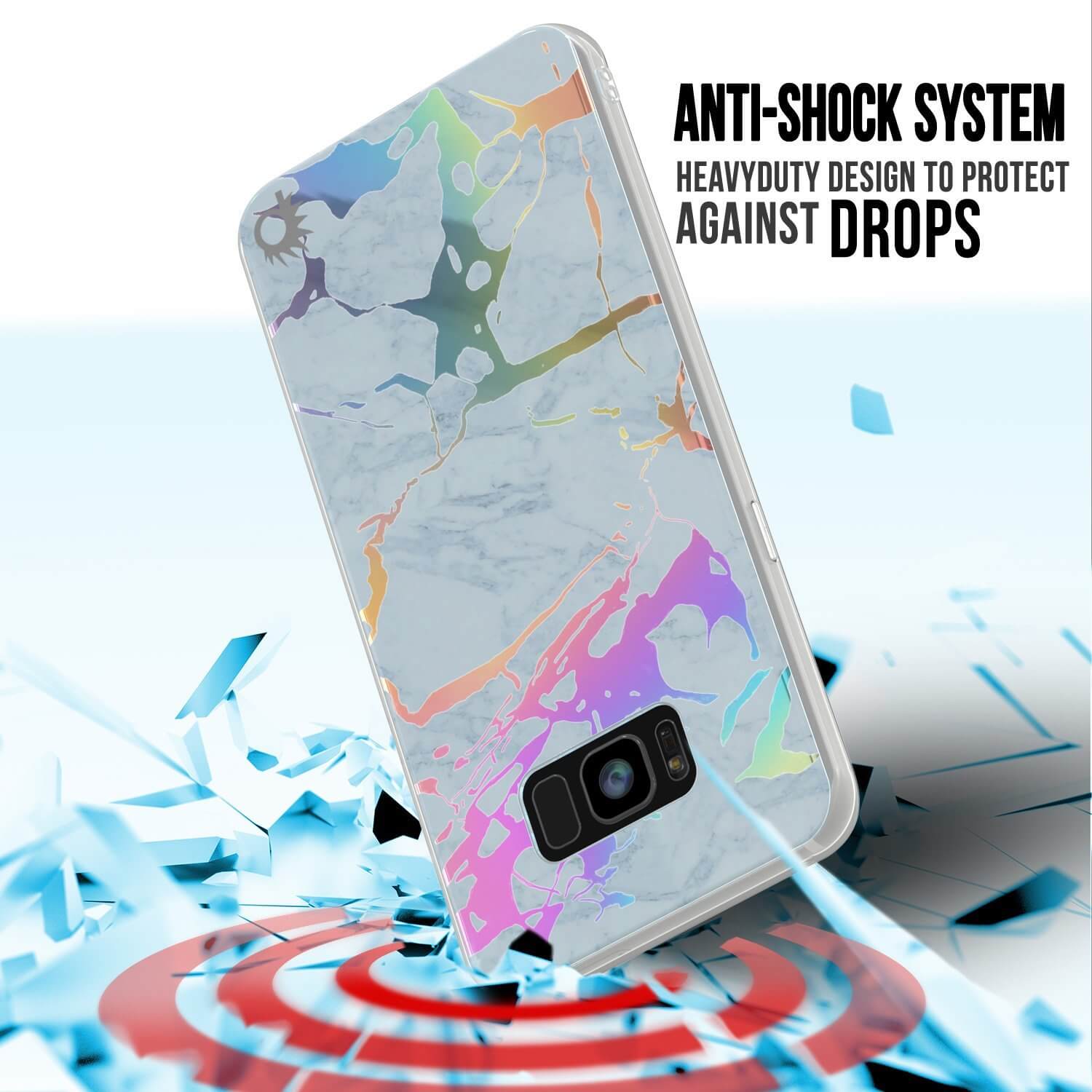 Punkcase Galaxy S8 Marble Case, Protective Full Body Cover W/PunkShield Screen Protector (Blue Marmo)