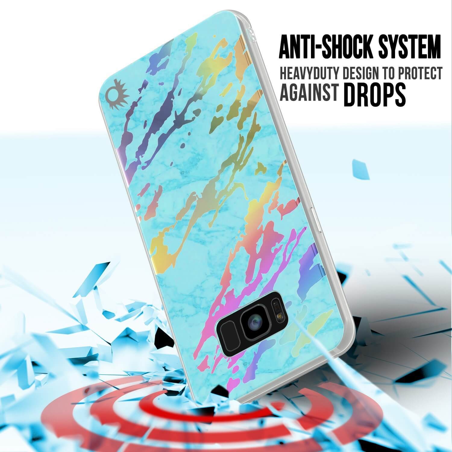 Punkcase Galaxy S8 Marble Case, Protective Full Body Cover W/PunkShield Screen Protector (Teal Onyx)