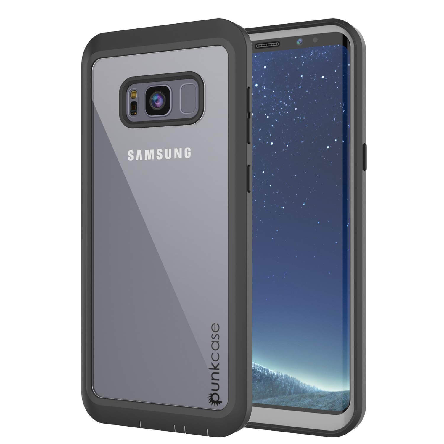 PunkCase Galaxy S8+ Plus Case, [Spartan Series] Clear Rugged Heavy Duty Cover W/Built in Screen Protector [Black]