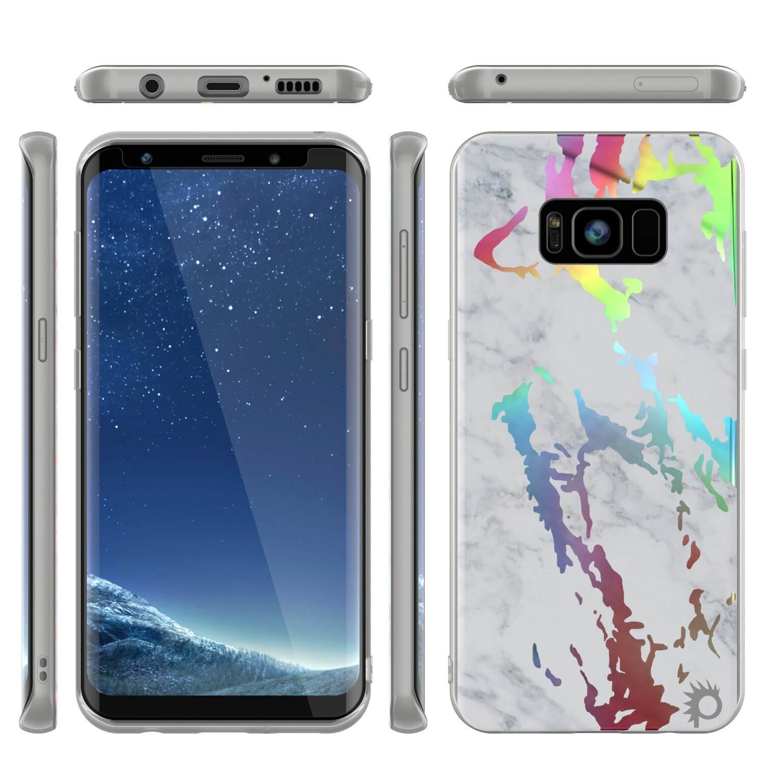 Punkcase Galaxy S8+ PLUS Marble Case, Protective Full Body Cover W/PunkShield Screen Protector (Blanco Marmo)