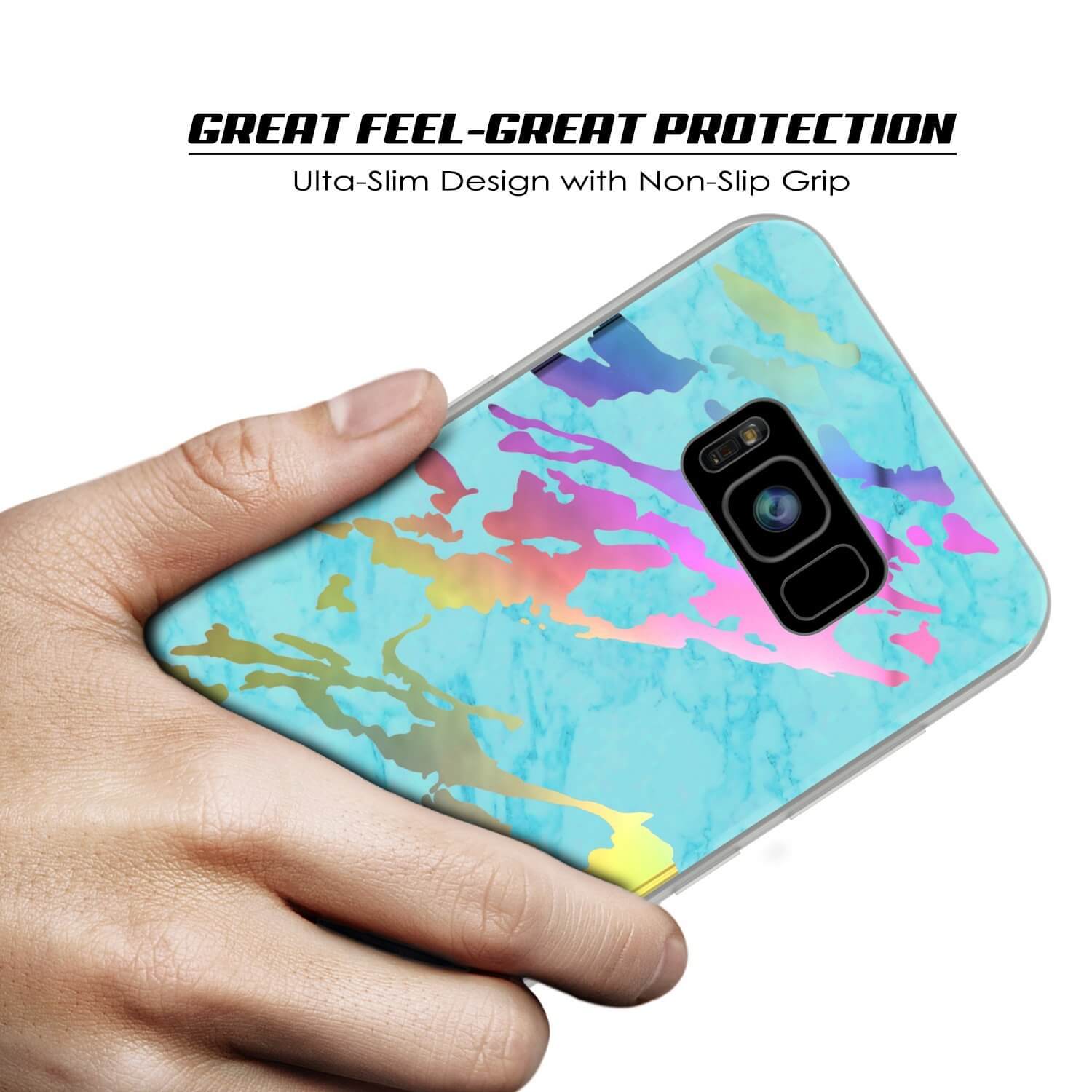 Punkcase Galaxy S8+ PLUS Marble Case, Protective Full Body Cover W/PunkShield Screen Protector (Teal Onyx)