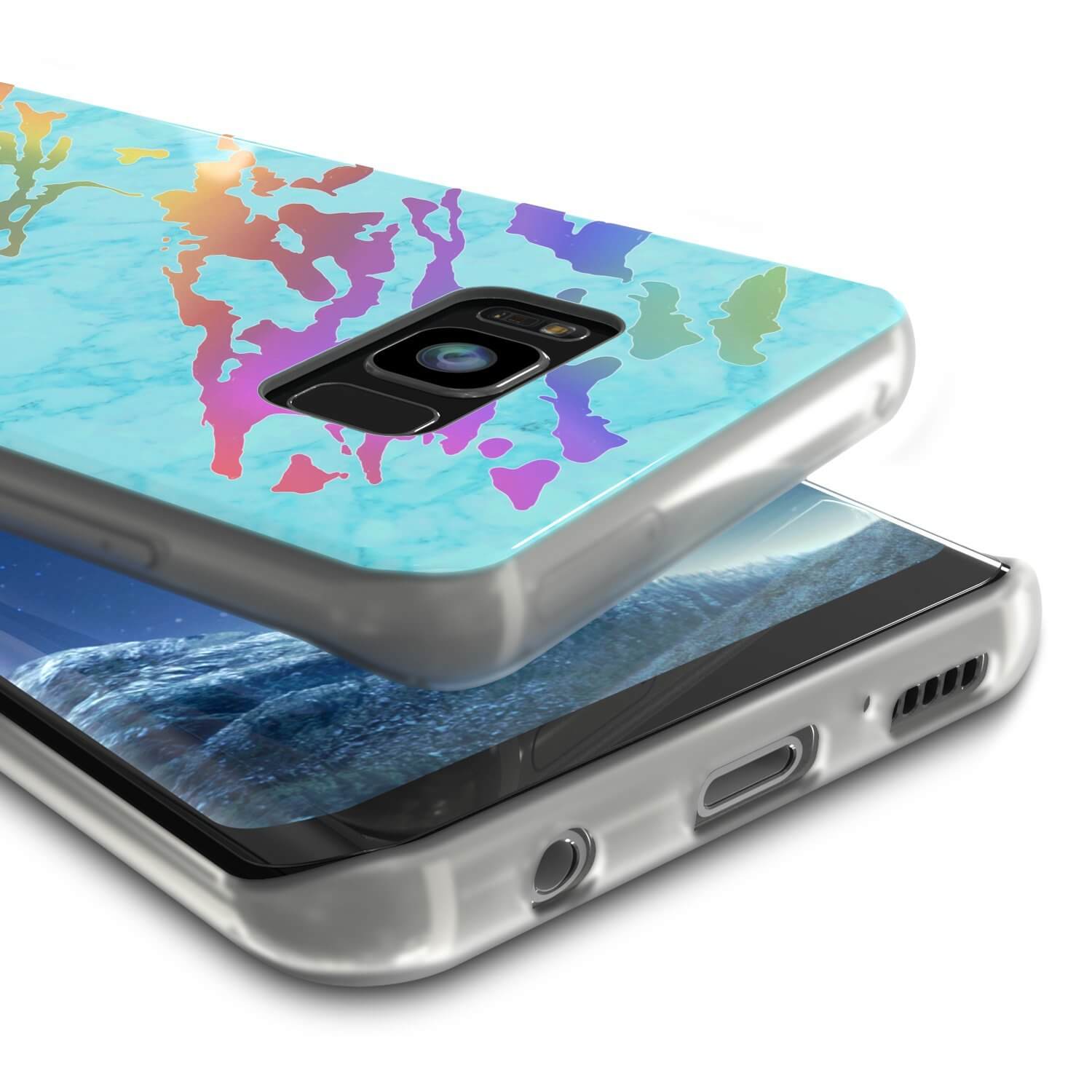 Punkcase Galaxy S8+ PLUS Marble Case, Protective Full Body Cover W/PunkShield Screen Protector (Teal Onyx)