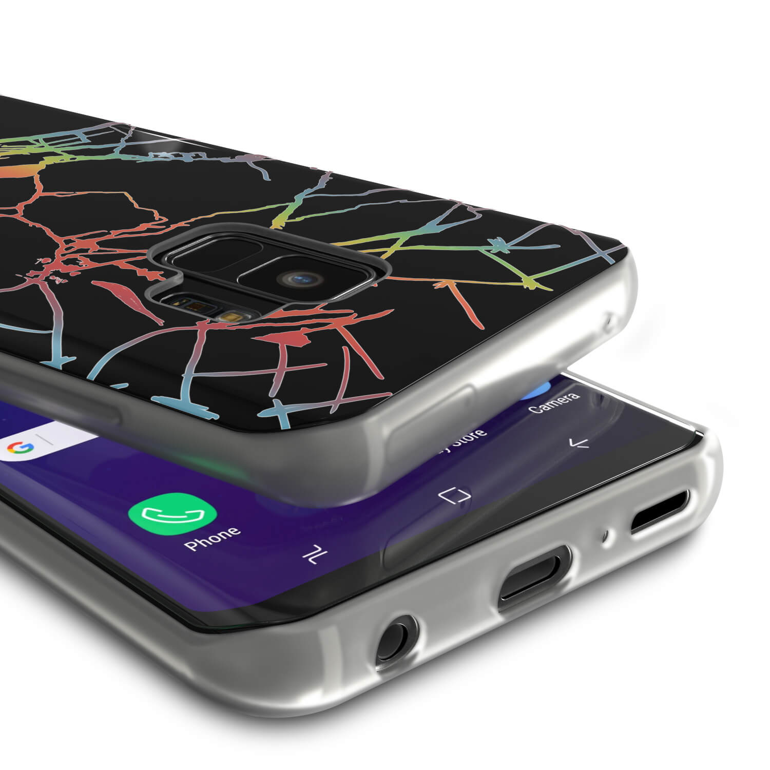 Punkcase Galaxy S9 Marble Case, Protective Full Body Cover W/PunkShield Screen Protector (Black Mirage)