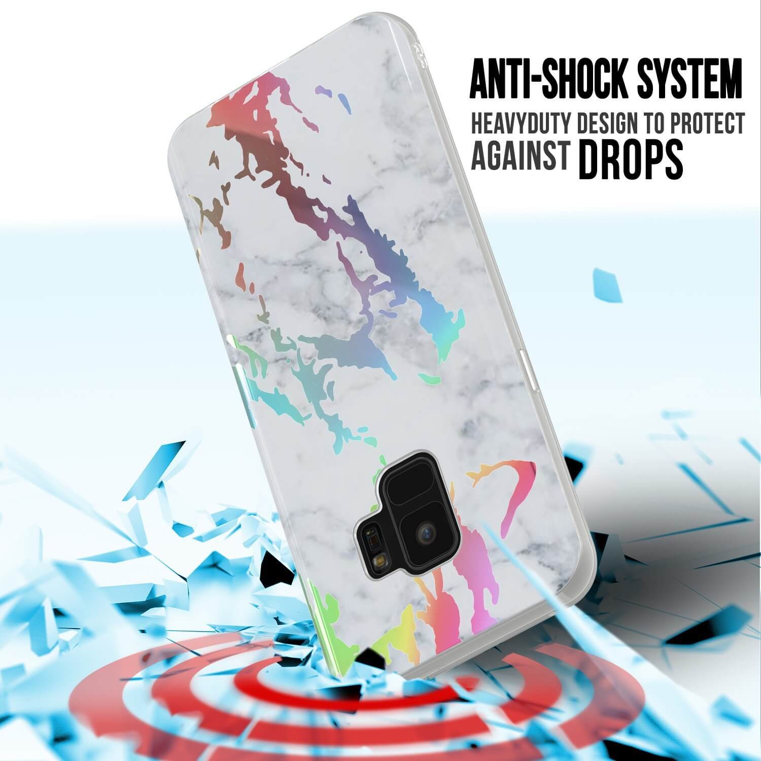 Punkcase Galaxy S9 Marble Case, Protective Full Body Cover W/PunkShield Screen Protector (Blanco Marmo)