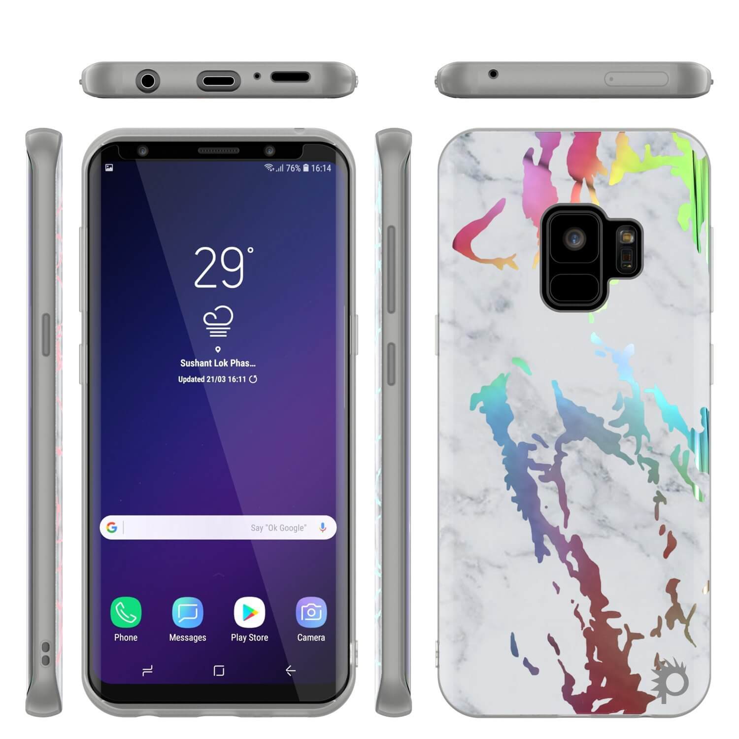Punkcase Galaxy S9 Marble Case, Protective Full Body Cover W/PunkShield Screen Protector (Blanco Marmo)