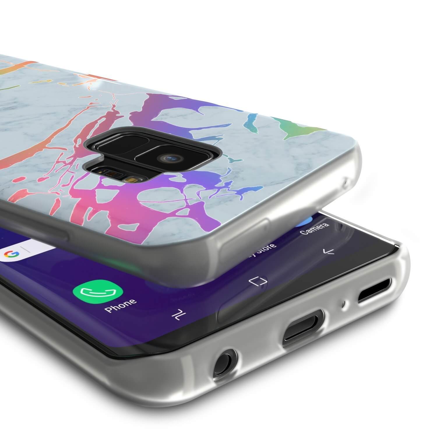 Punkcase Galaxy S9 Marble Case, Protective Full Body Cover W/PunkShield Screen Protector (Blue Marmo)