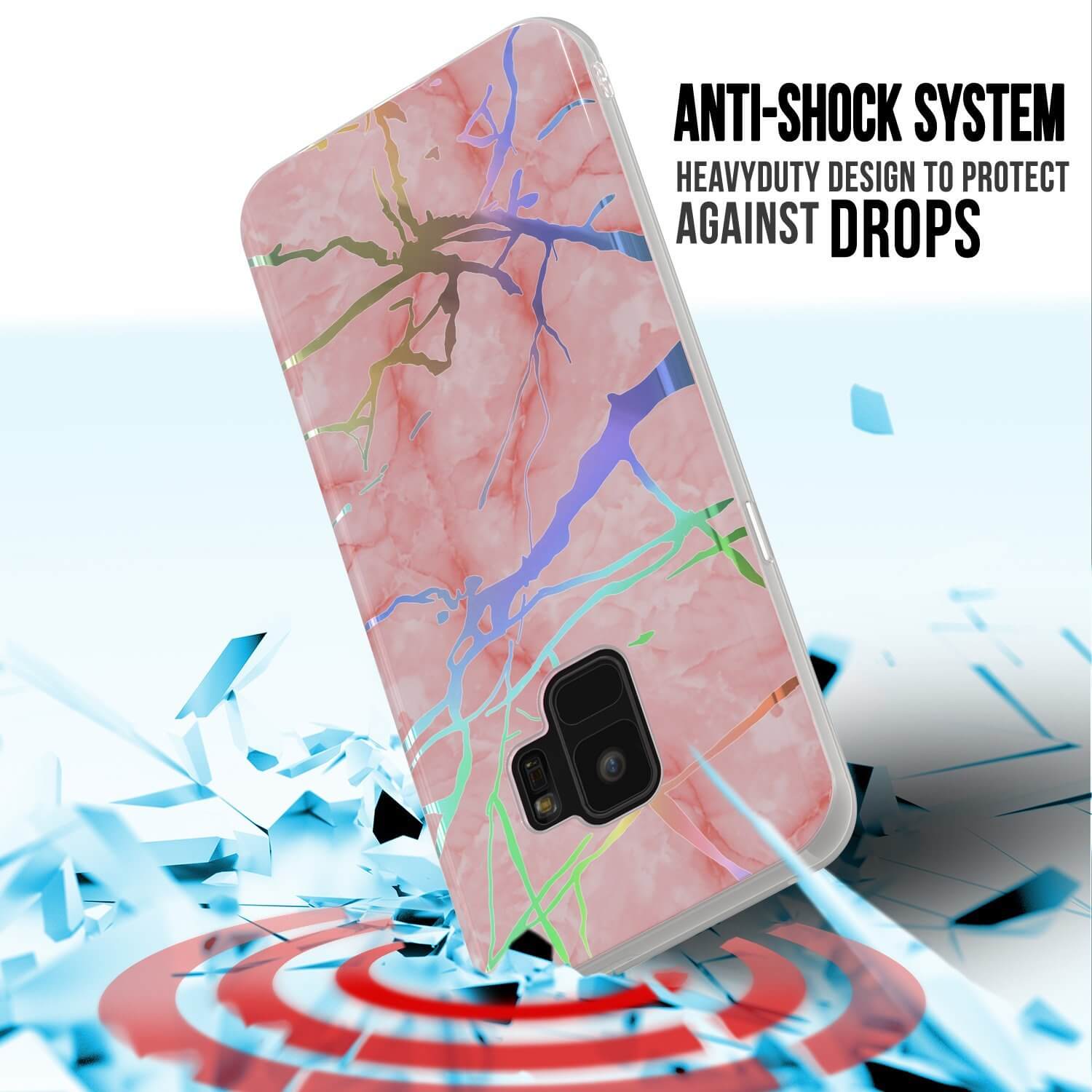 Punkcase Galaxy S9 Marble Case, Protective Full Body Cover W/PunkShield Screen Protector (Rose Mirage)