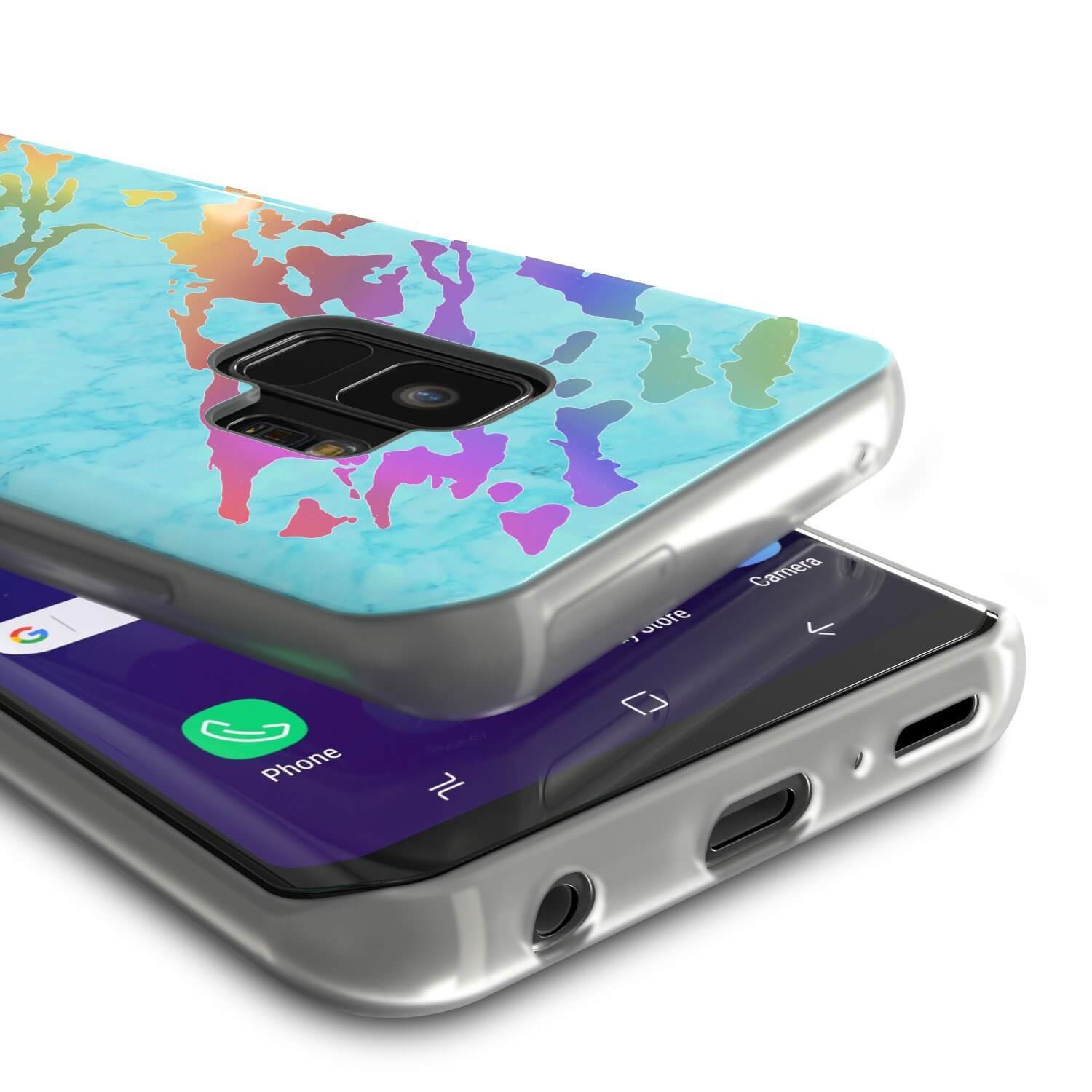 Punkcase Galaxy S9 Marble Case, Protective Full Body Cover W/PunkShield Screen Protector (Teal Onyx)