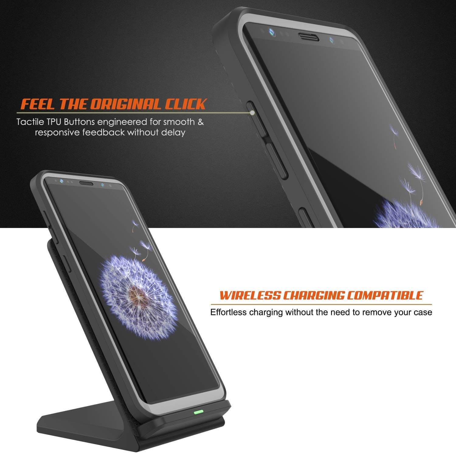 PunkCase Galaxy S9+ Plus Case, [Spartan Series] Clear Rugged Heavy Duty Cover W/Built in Screen Protector [Black]