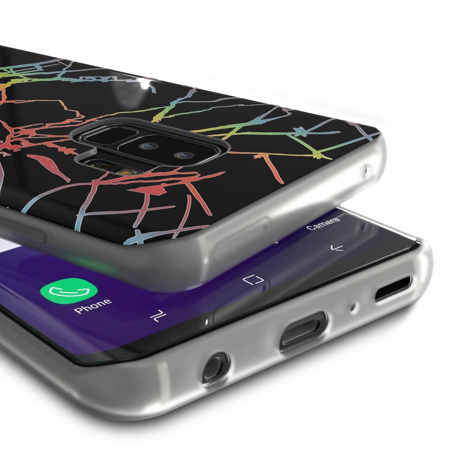 Punkcase Galaxy S9+ Marble Case, Protective Full Body Cover W/PunkShield Screen Protector (Black Mirage)