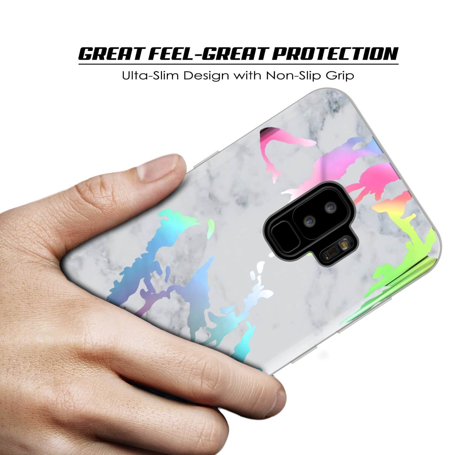 Punkcase Galaxy S9+ Marble Case, Protective Full Body Cover W/PunkShield Screen Protector (Blanco Marmo)