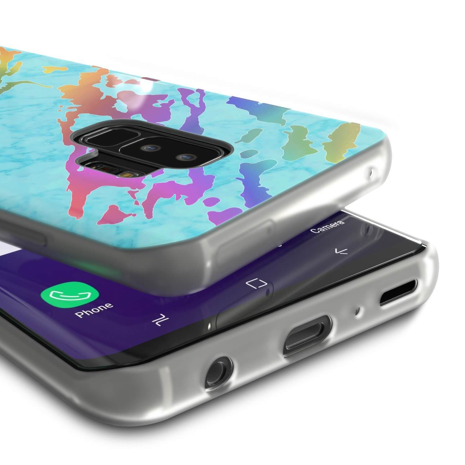 Punkcase Galaxy S9+ Marble Case, Protective Full Body Cover W/PunkShield Screen Protector (Teal Onyx)
