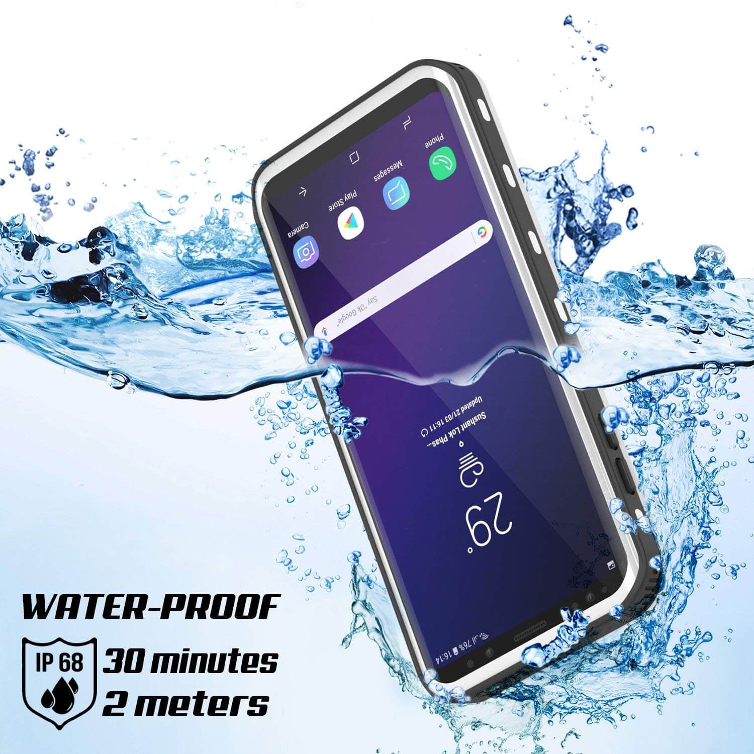 Galaxy S9 Plus Waterproof Case, Punkcase [KickStud Series] Armor Cover [WHITE]