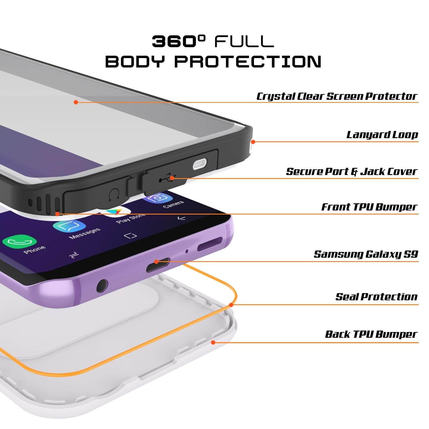 Galaxy S9 Plus Waterproof Case, Punkcase [KickStud Series] Armor Cover [WHITE]