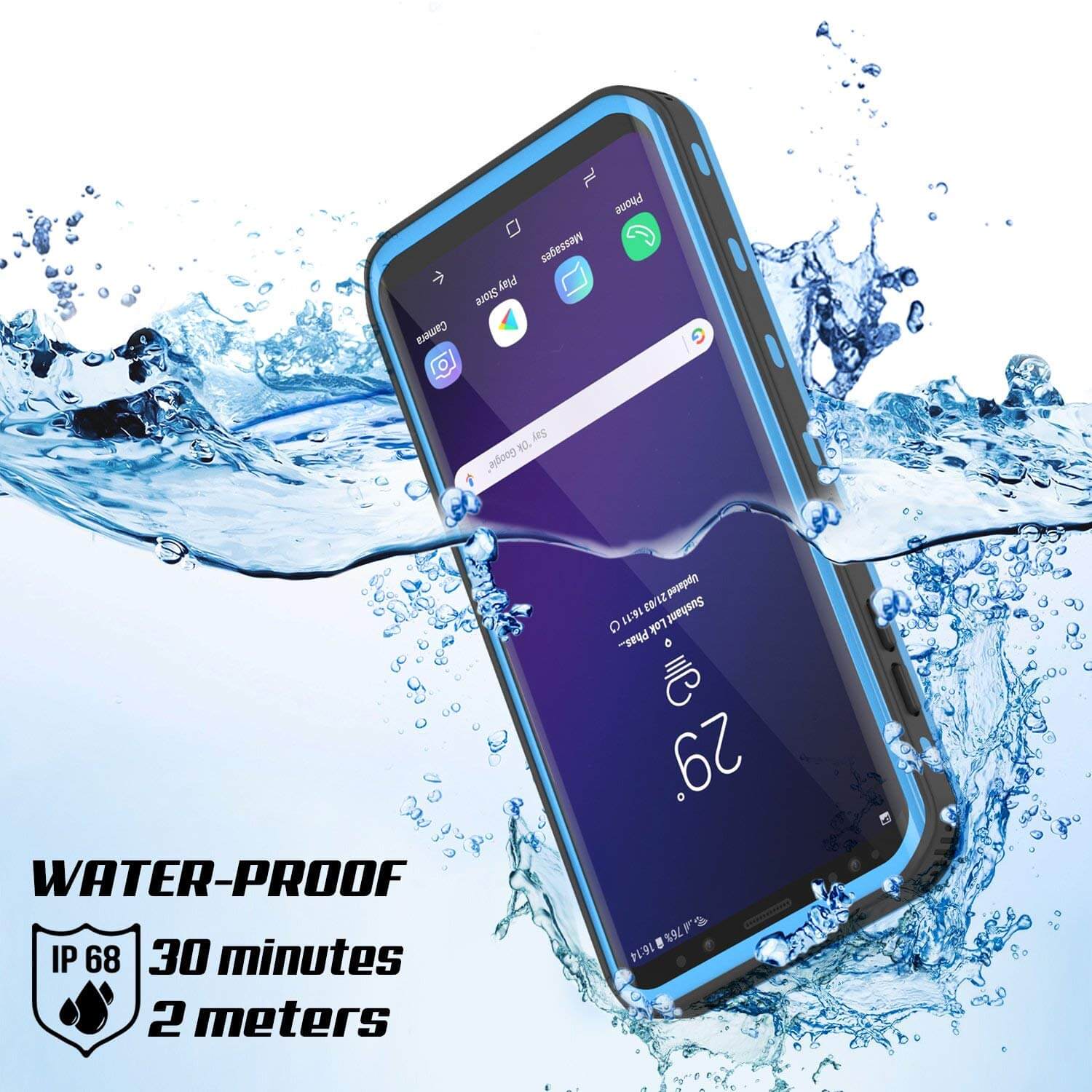 Galaxy S9 Waterproof Case, Punkcase [KickStud Series] Armor Cover [LIGHT BLUE]