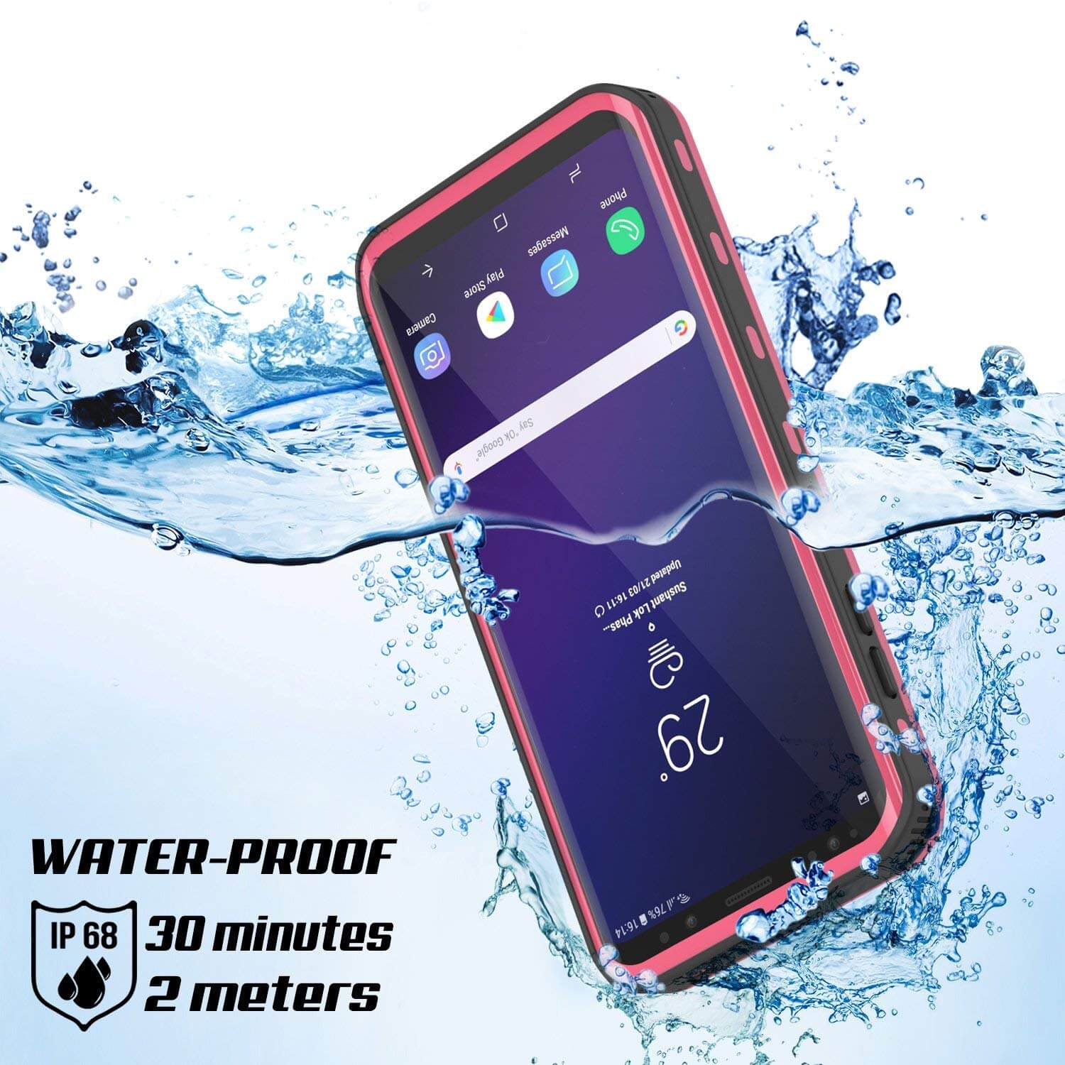 Galaxy S9 Waterproof Case, Punkcase [KickStud Series] Armor Cover [PINK]