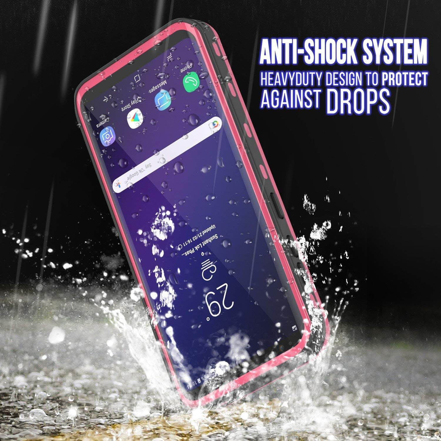 Galaxy S9 Waterproof Case, Punkcase [KickStud Series] Armor Cover [PINK]