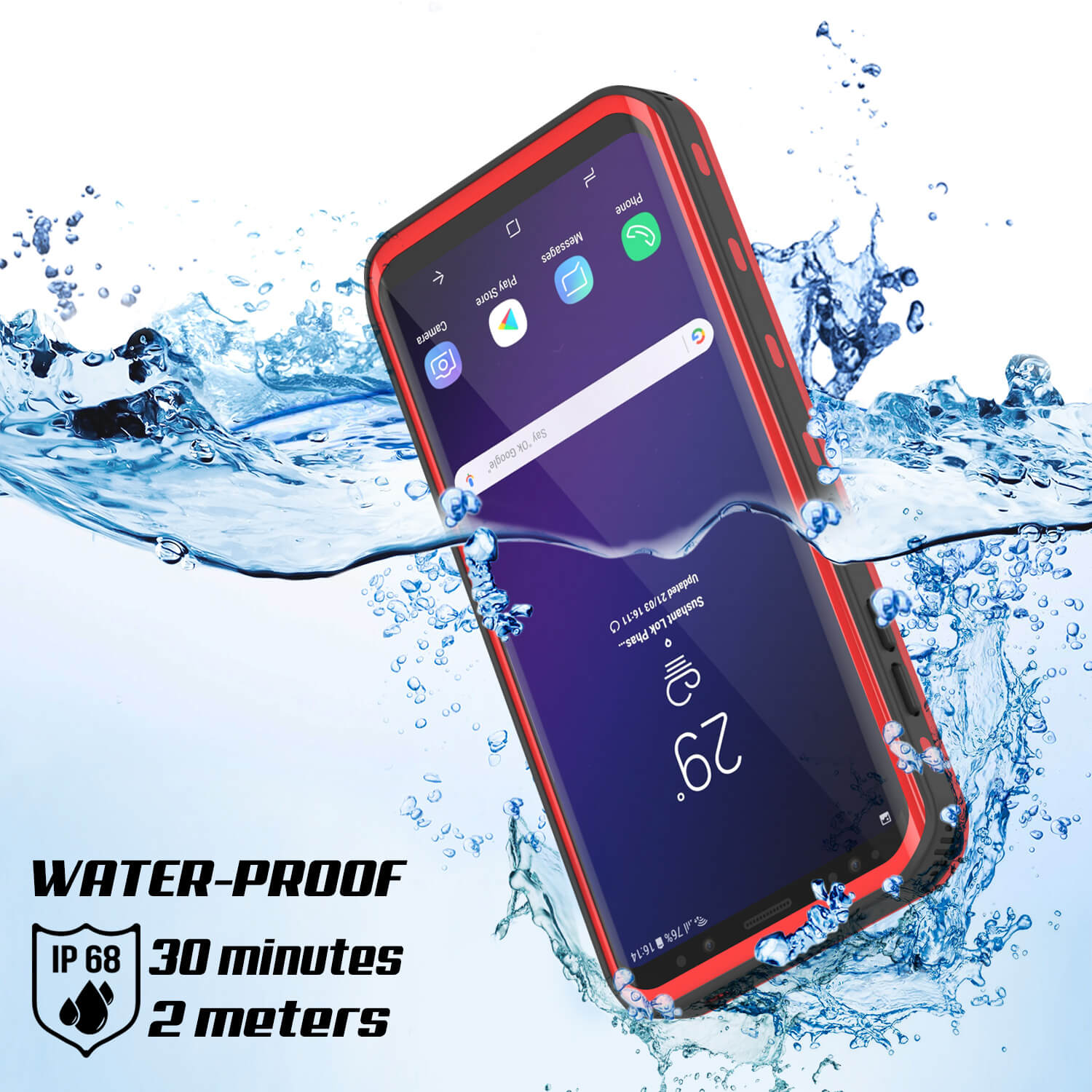 Galaxy S9 Waterproof Case, Punkcase [KickStud Series] Armor Cover [RED]