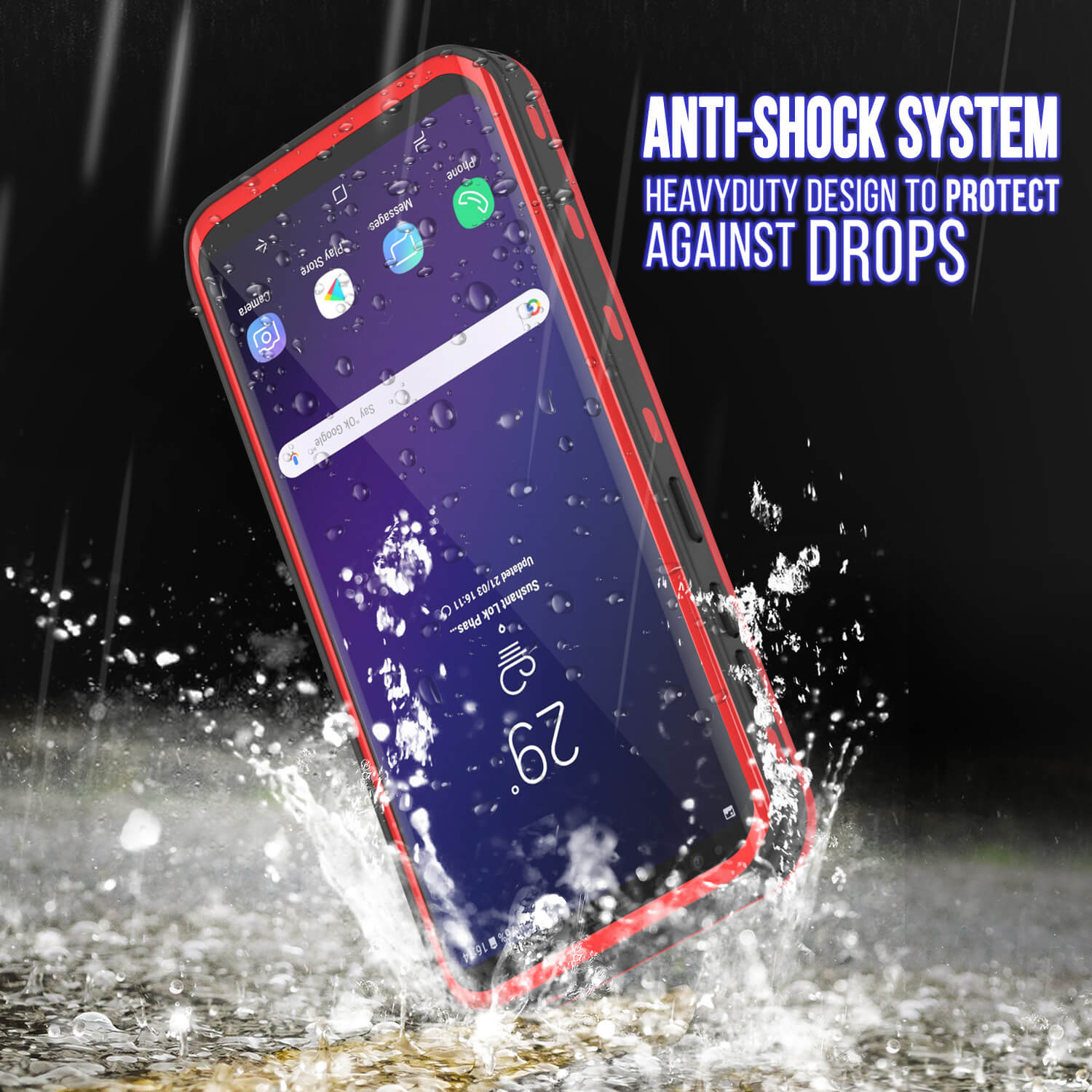 Galaxy S9 Waterproof Case, Punkcase [KickStud Series] Armor Cover [RED]