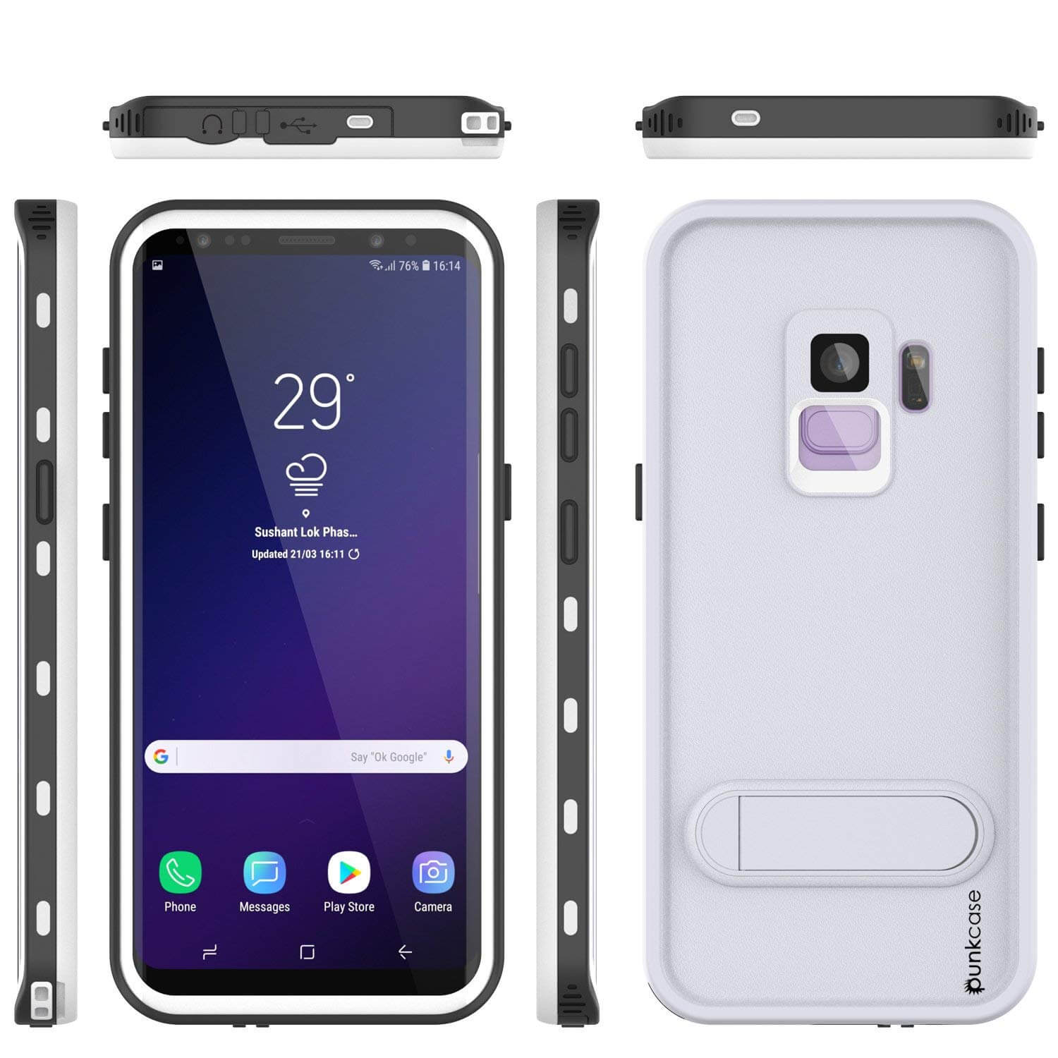 Galaxy S9 Waterproof Case, Punkcase [KickStud Series] Armor Cover [WHITE]