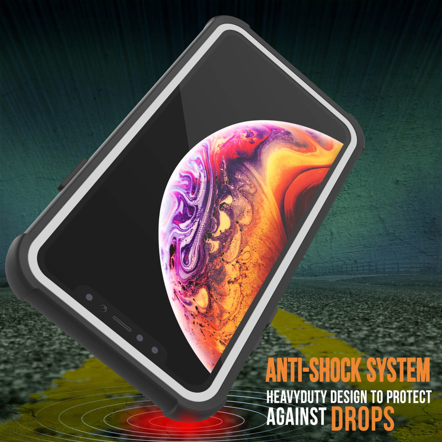 PunkCase iPhone XS Max Case, [Spartan Series] Clear Rugged Heavy Duty Cover W/Built in Screen Protector [White]