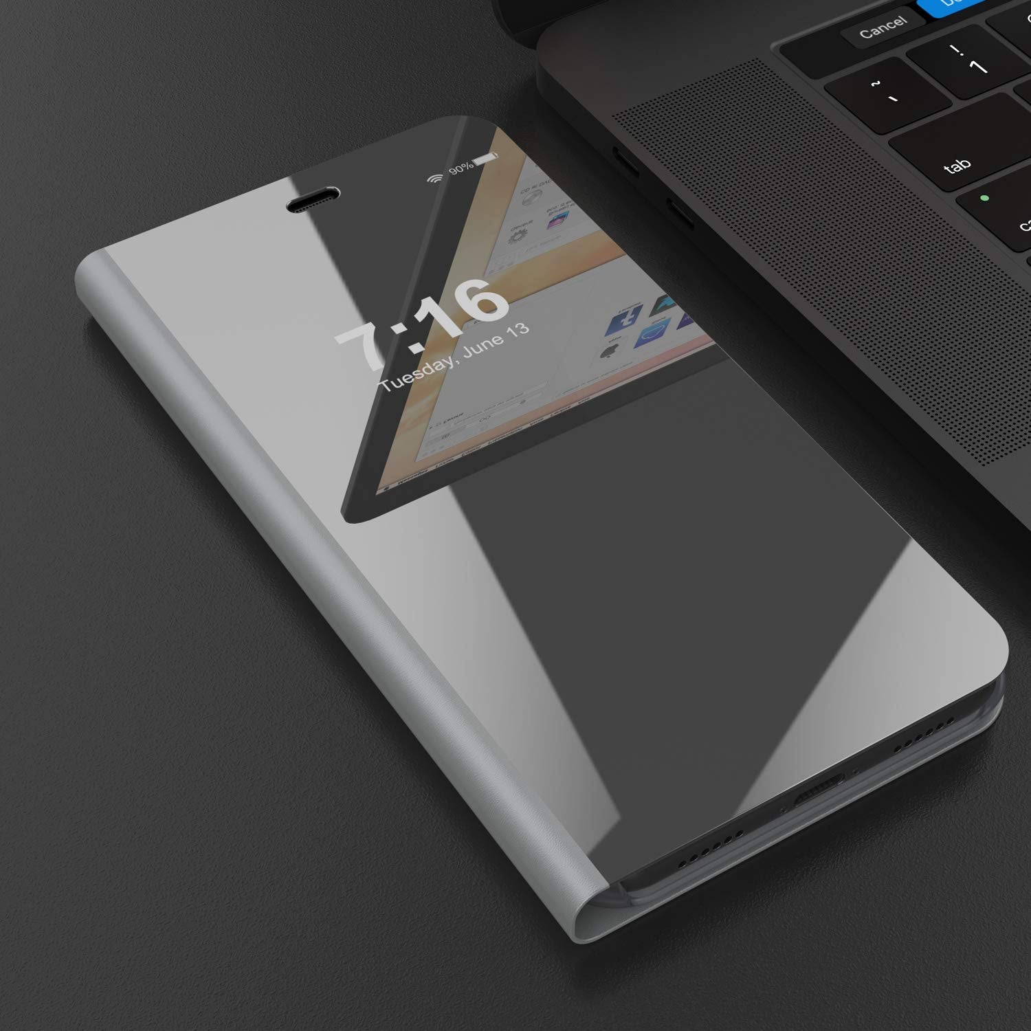 Punkcase XS Reflector Case Protective Flip Cover [Silver]