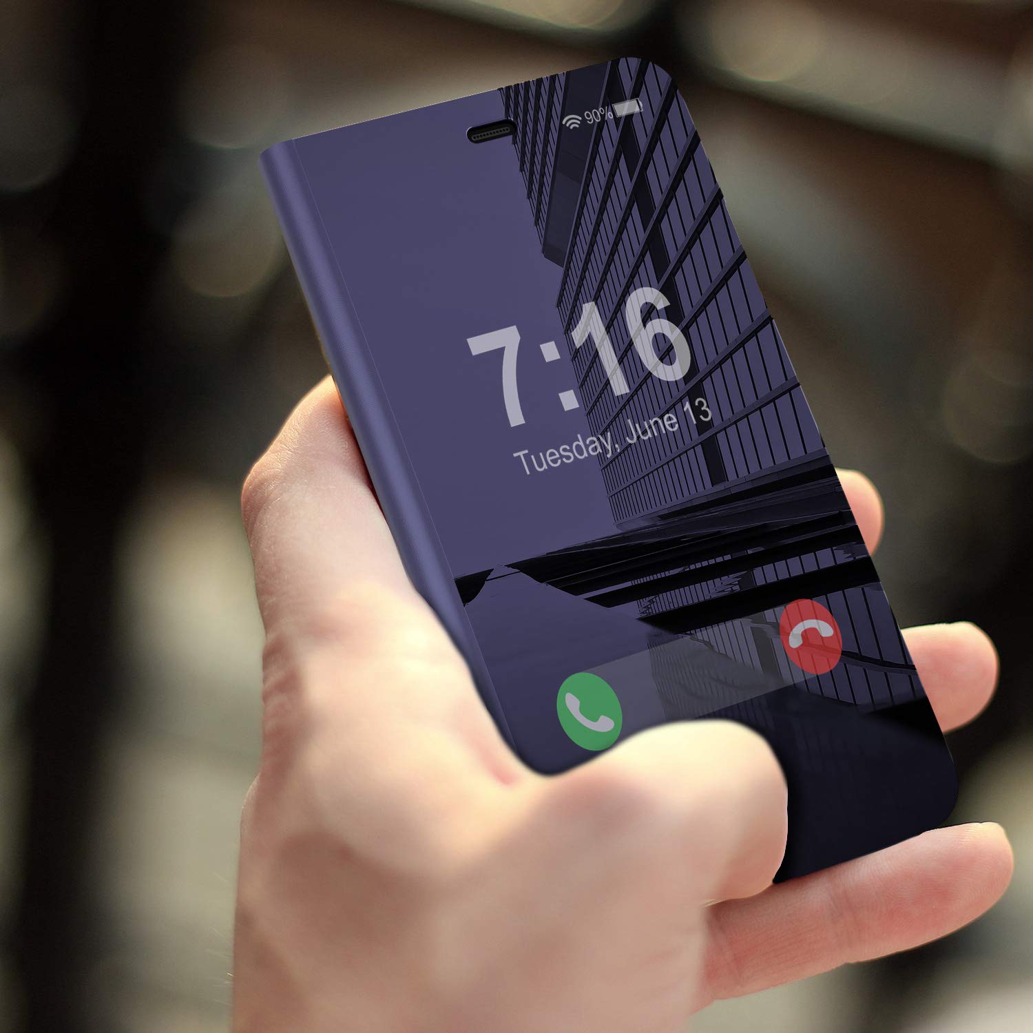 Punkcase iPhone XS Max Reflector Case Protective Flip Cover [Purple]