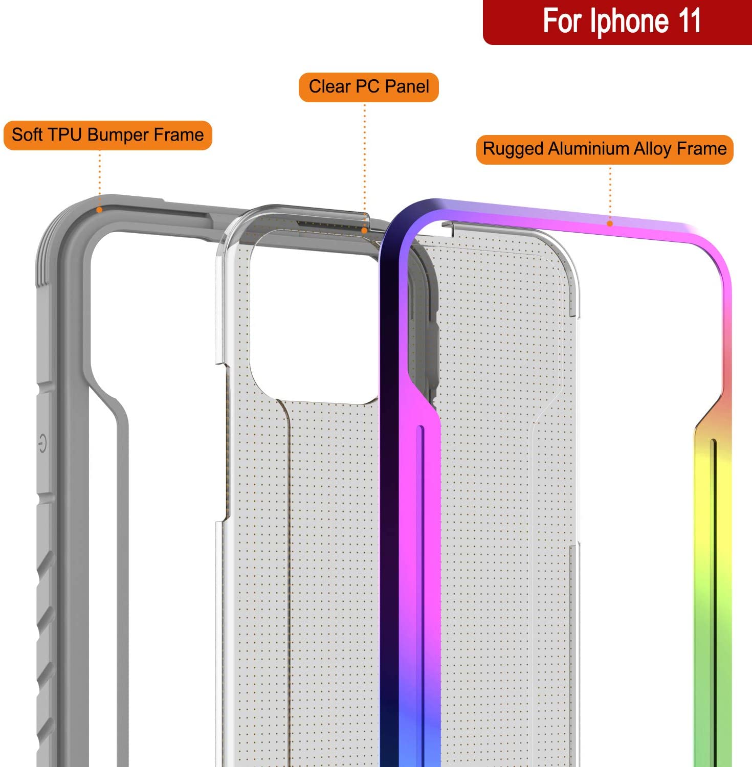 Punkcase iPhone 11 ravenger Case Protective Military Grade Multilayer Cover [Rainbow]