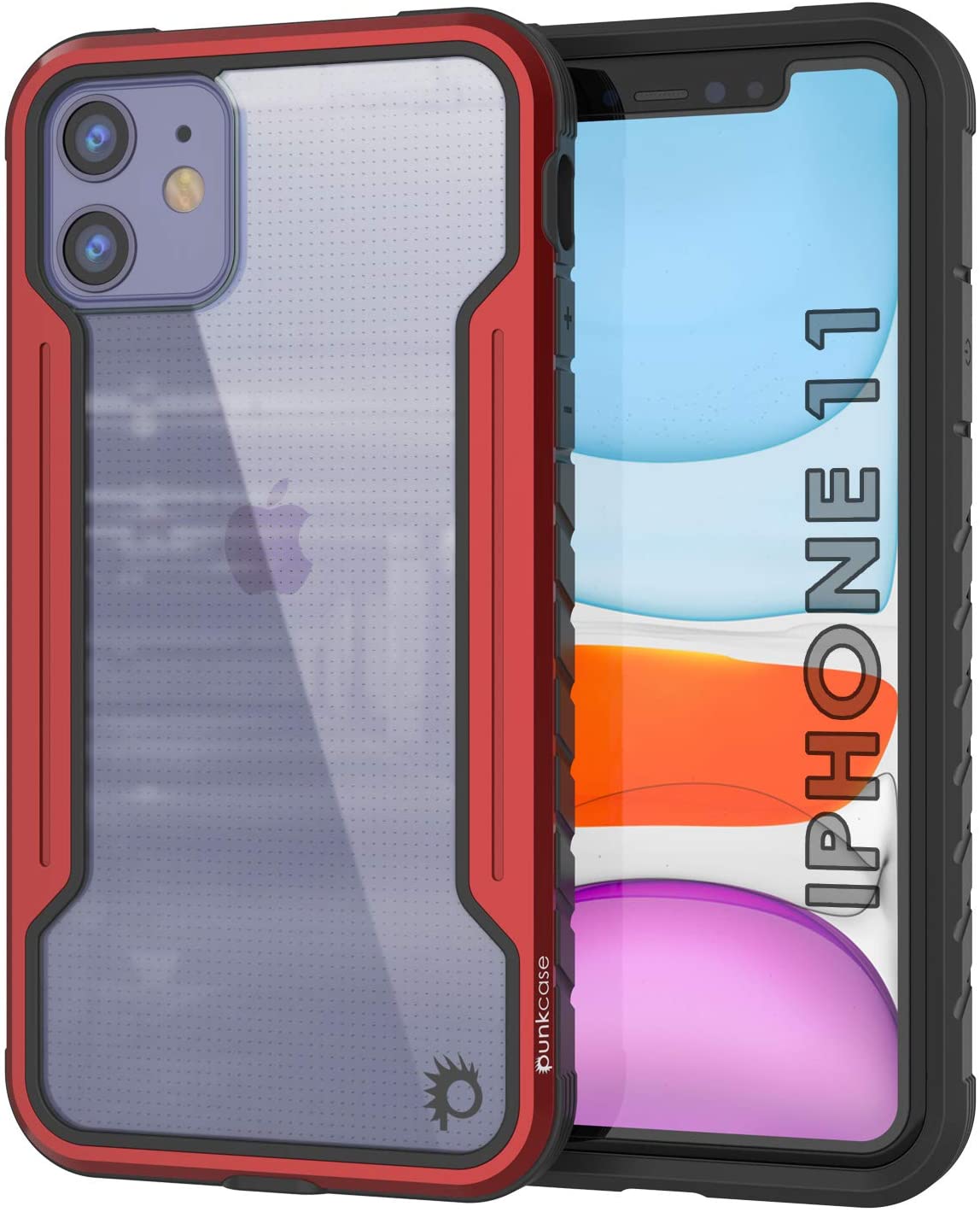 Punkcase iPhone 12 ravenger Case Protective Military Grade Multilayer Cover [Red]