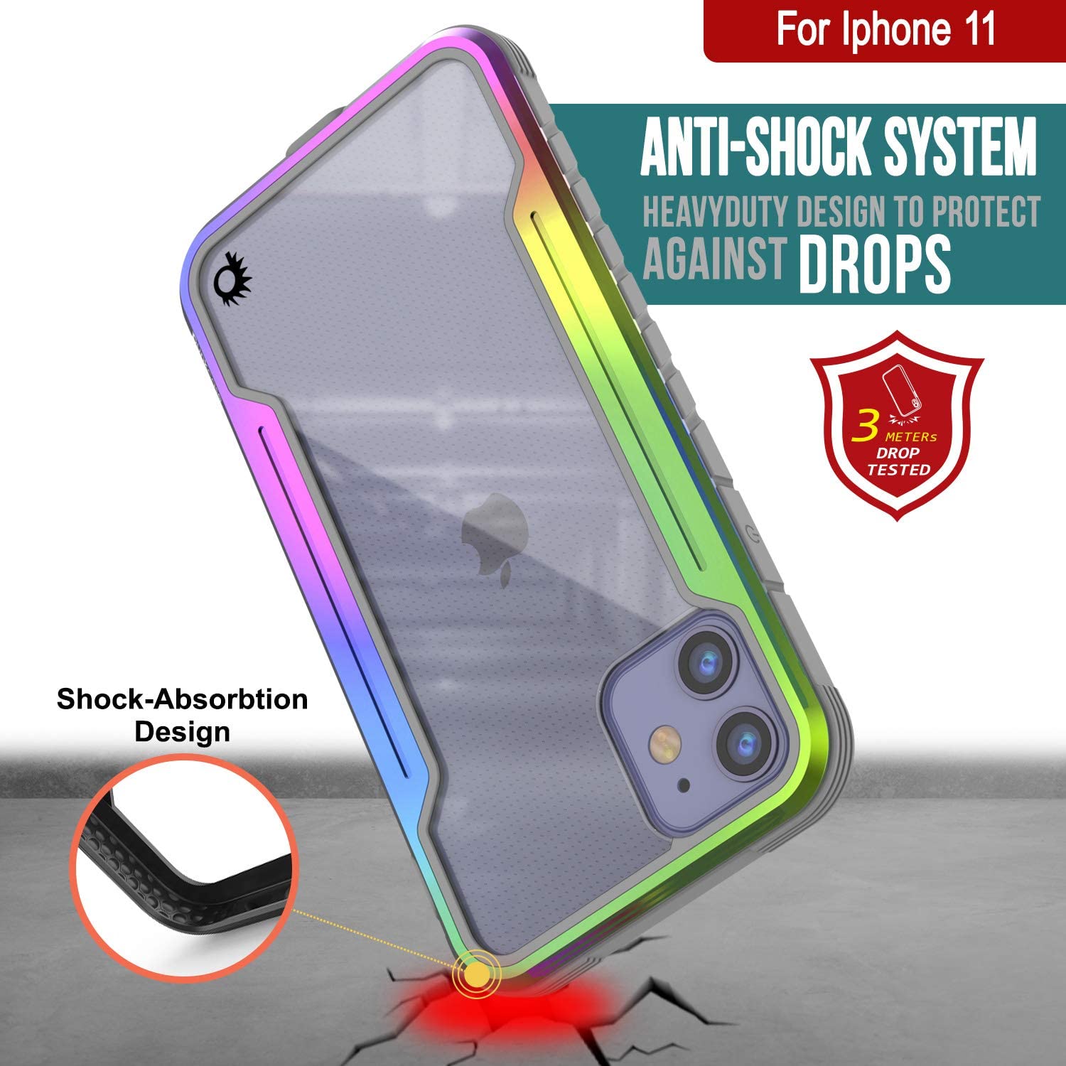Punkcase iPhone 11 ravenger Case Protective Military Grade Multilayer Cover [Rainbow]
