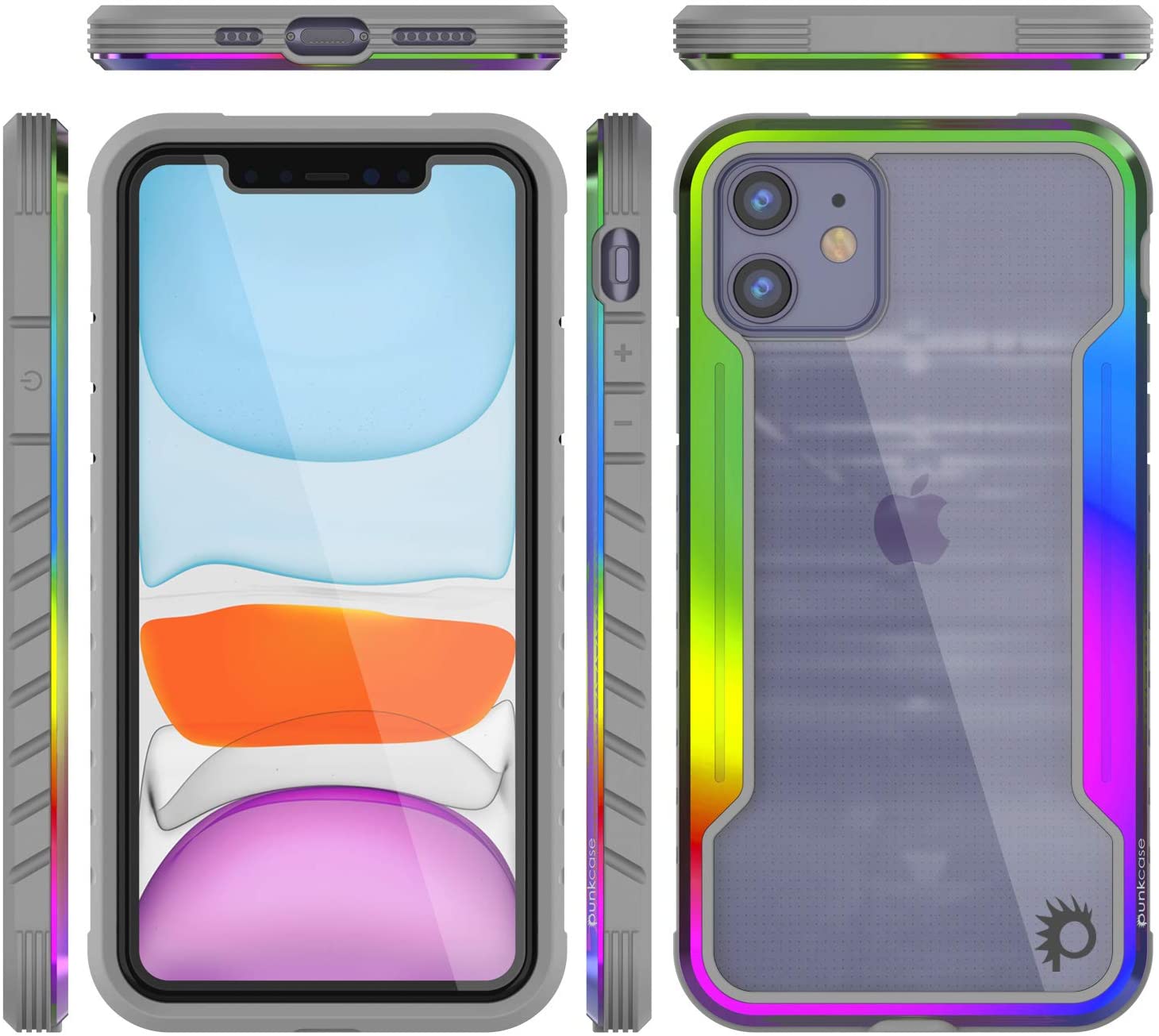Punkcase iPhone 12 ravenger Case Protective Military Grade Multilayer Cover [Rainbow]