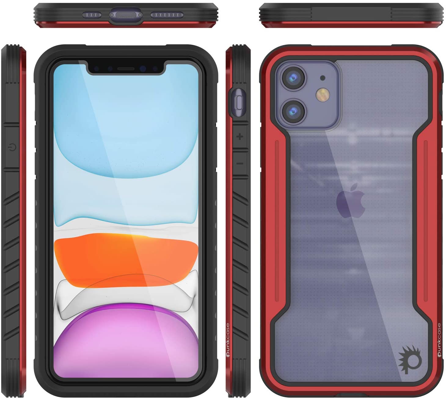 Punkcase iPhone 12 Mini ravenger Case Protective Military Grade Multilayer Cover [Red]
