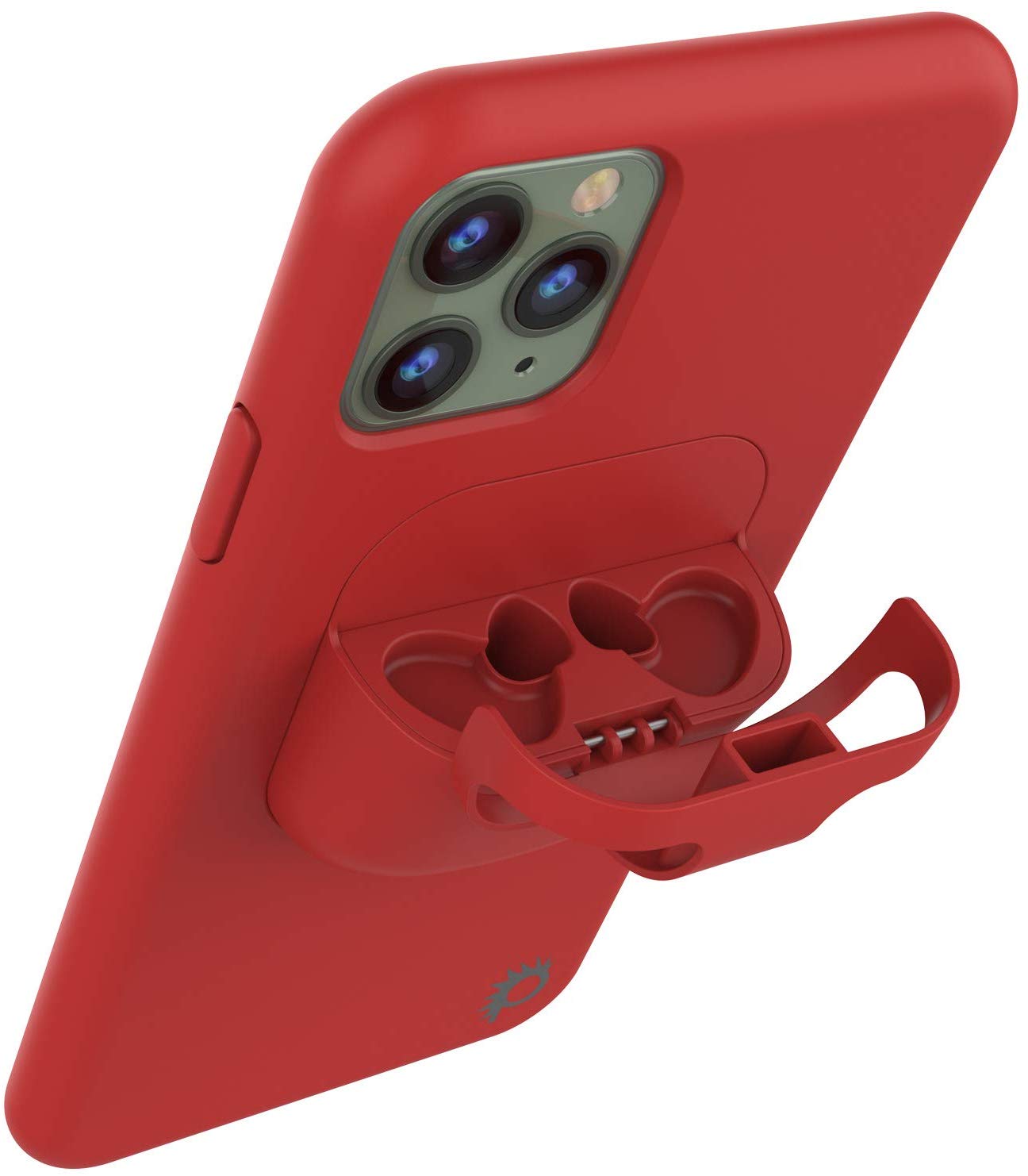Punkcase iPhone 11 Pro Airpods Case Holder (CenterPods Series) | Slim & Durable 2 in 1 Cover Designed for iPhone 11 Pro (6.1") | Protects Your Phone & Stores Your AirPods Gen. 1 & 2 [Red]