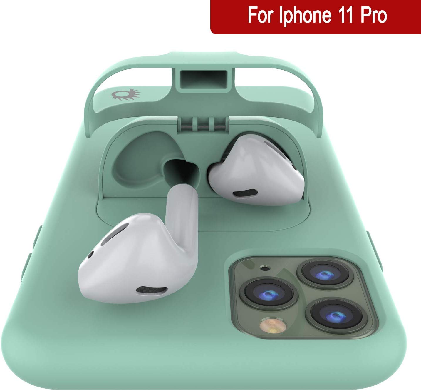 Punkcase iPhone 11 Pro Airpods Case Holder (CenterPods Series) | Slim & Durable 2 in 1 Cover Designed for iPhone 11 Pro (6.1") | Protects Your Phone & Stores Your AirPods Gen. 1 & 2 [Teal]