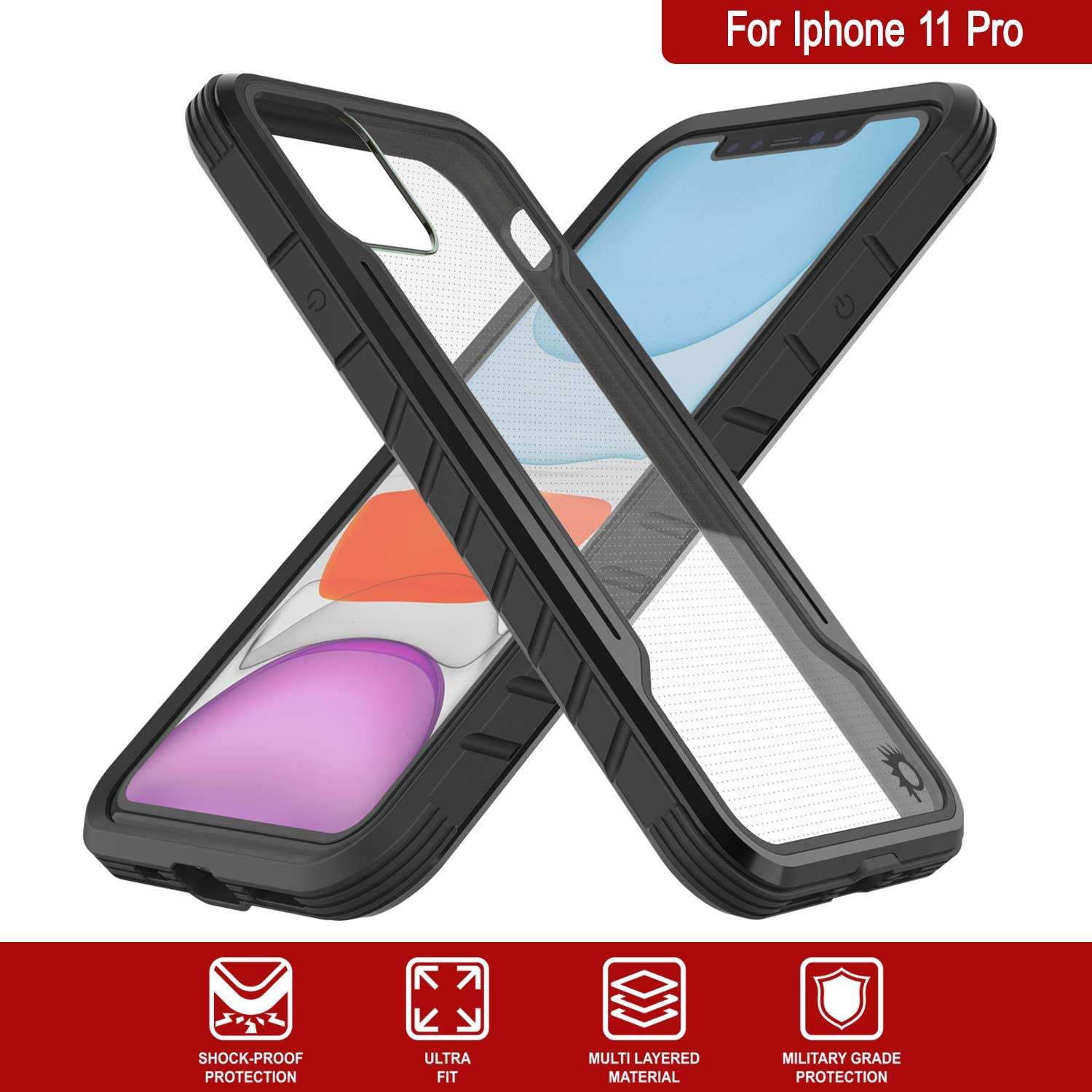 Punkcase iPhone 11 Pro ravenger Case Protective Military Grade Multilayer Cover [Black]