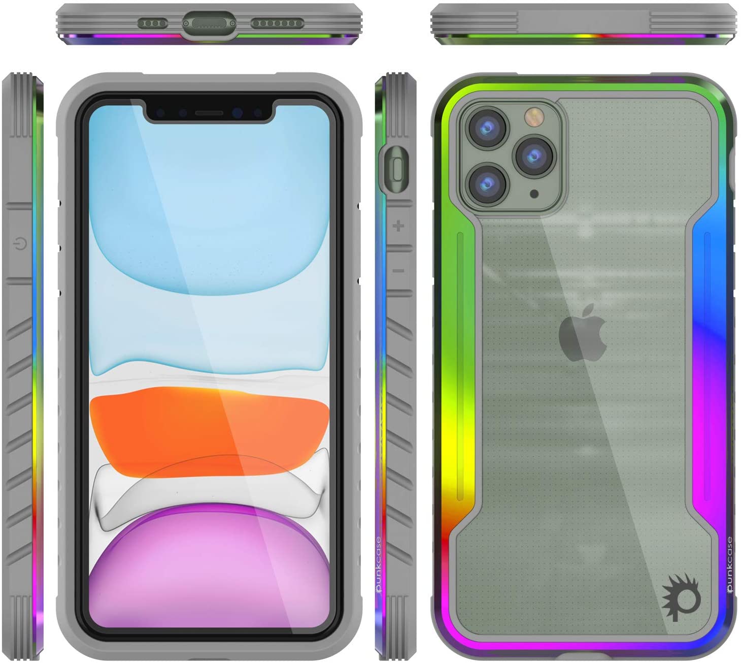 Punkcase iPhone 12 Pro ravenger Case Protective Military Grade Multilayer Cover [Rainbow]