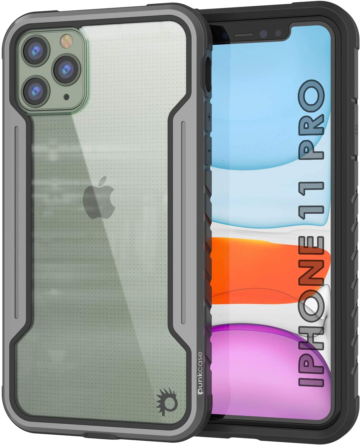 Punkcase iPhone 12 Pro ravenger Case Protective Military Grade Multilayer Cover [Grey-Black]