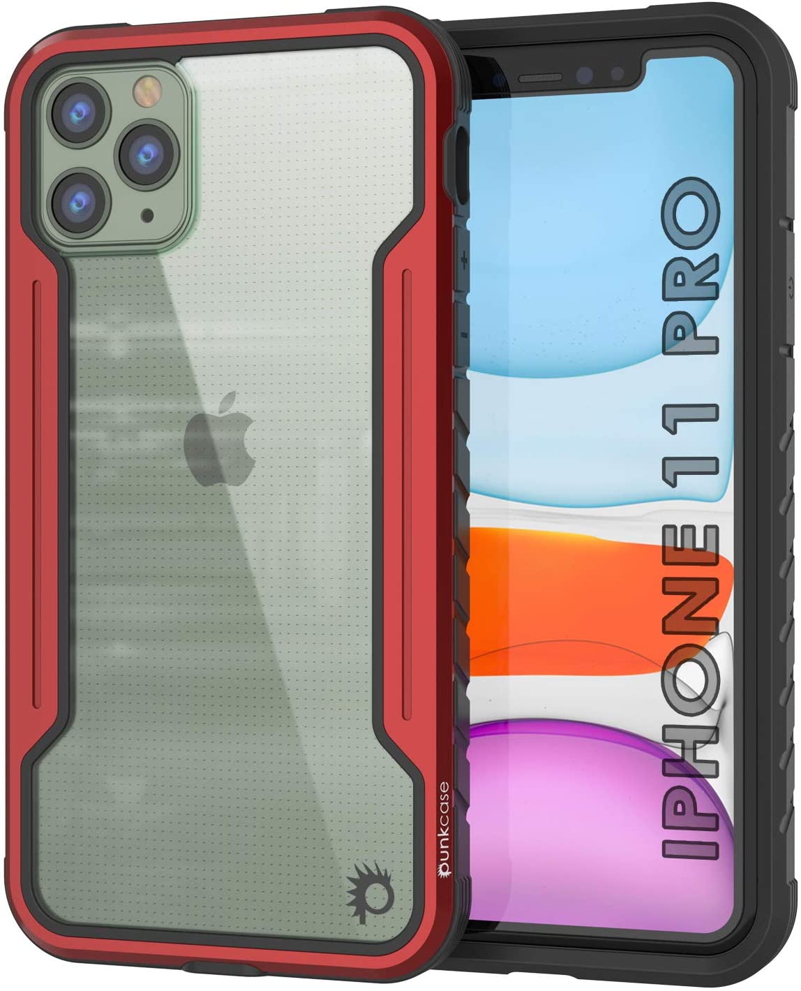 Punkcase iPhone 11 Pro ravenger Case Protective Military Grade Multilayer Cover [Red]