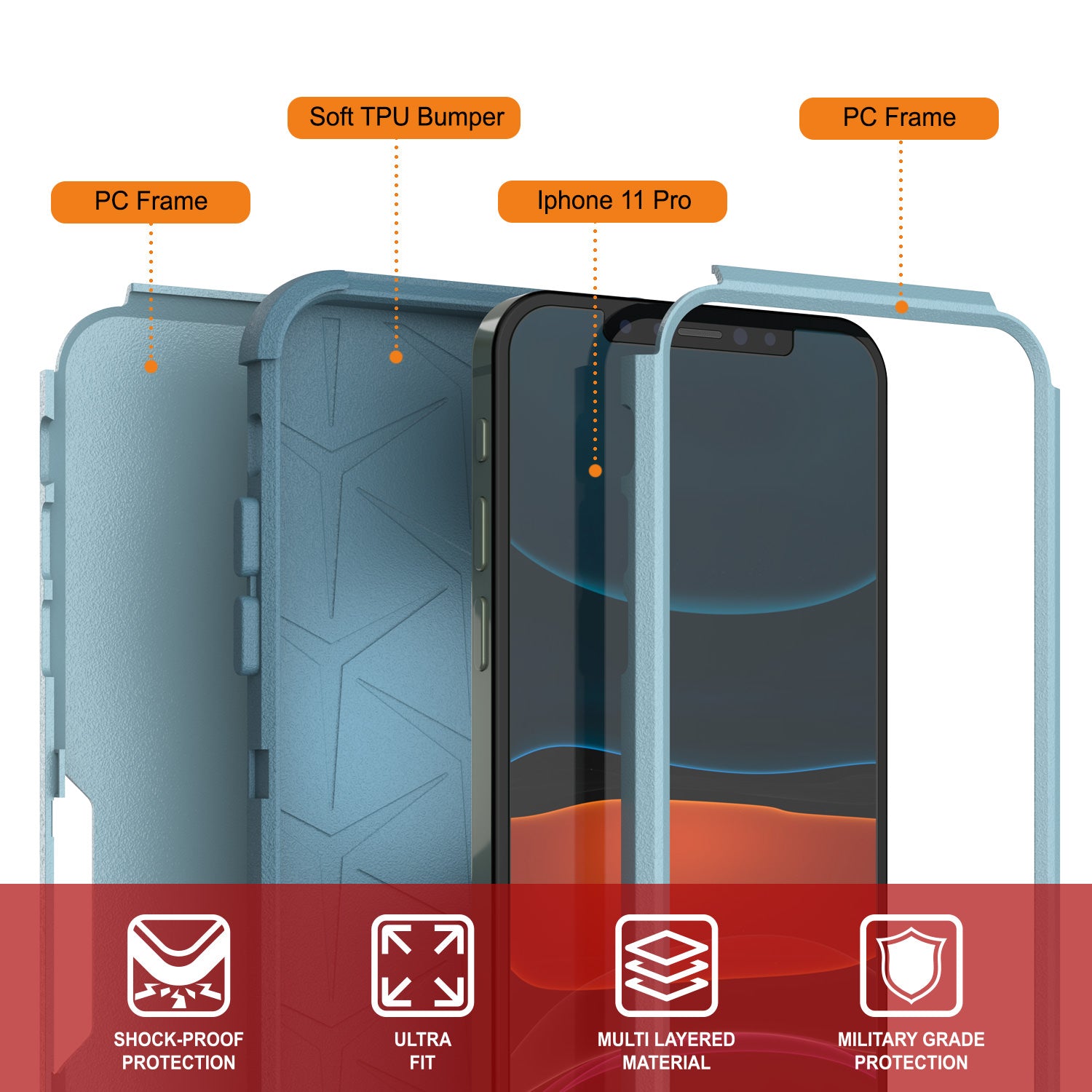 Punkcase for iPhone 11 Pro Belt Clip Multilayer Holster Case [Patron Series] [Mint]