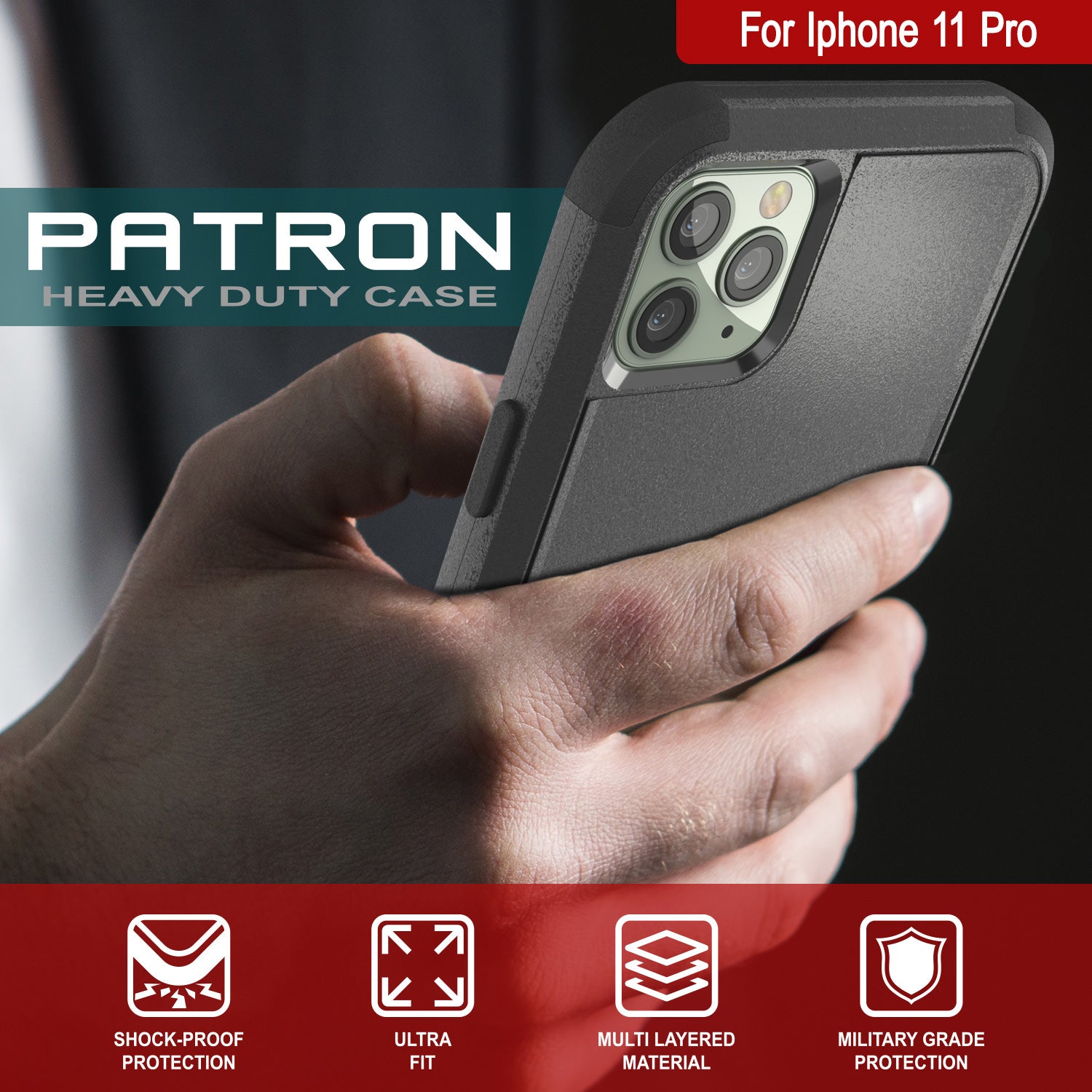 Punkcase for iPhone 11 Pro Belt Clip Multilayer Holster Case [Patron Series] [Black]