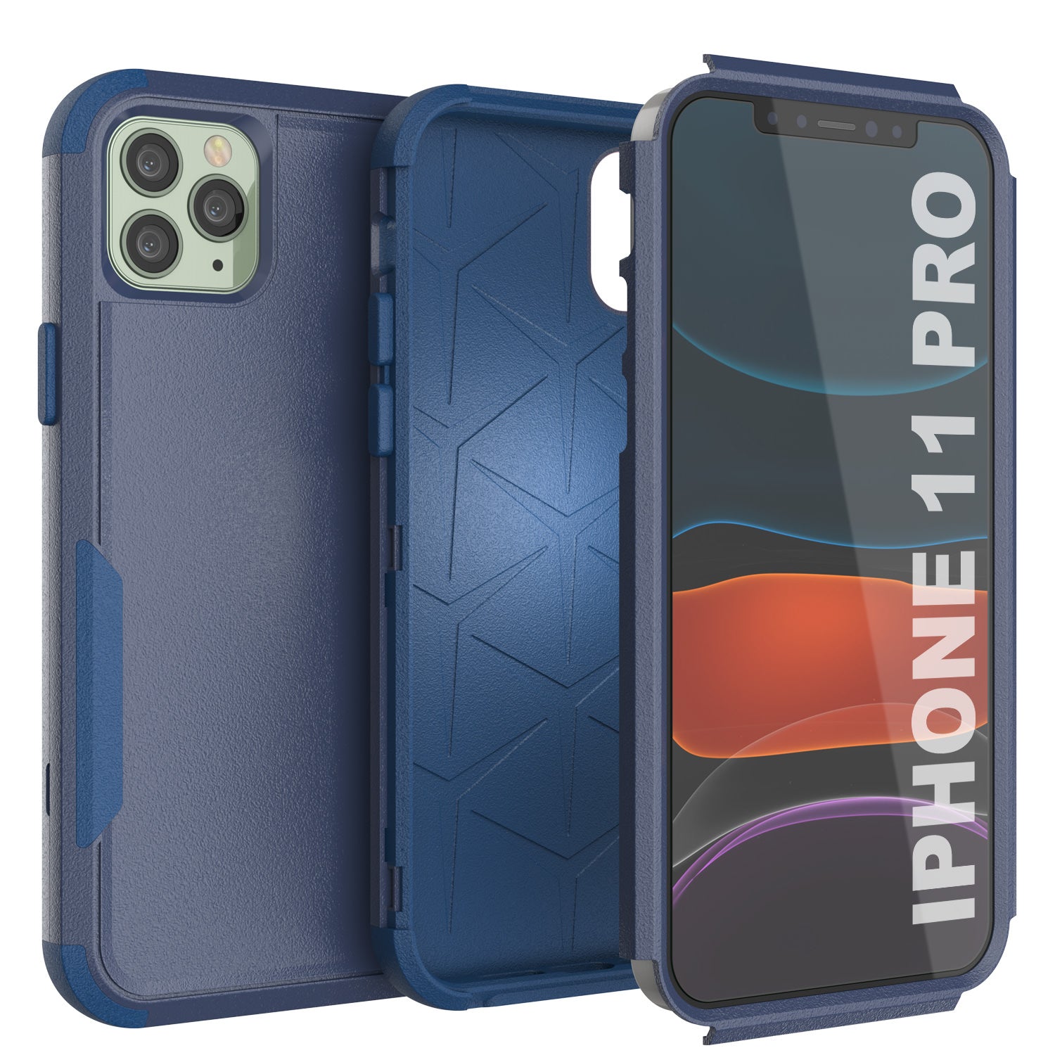 Punkcase for iPhone 11 Pro Belt Clip Multilayer Holster Case [Patron Series] [Navy]
