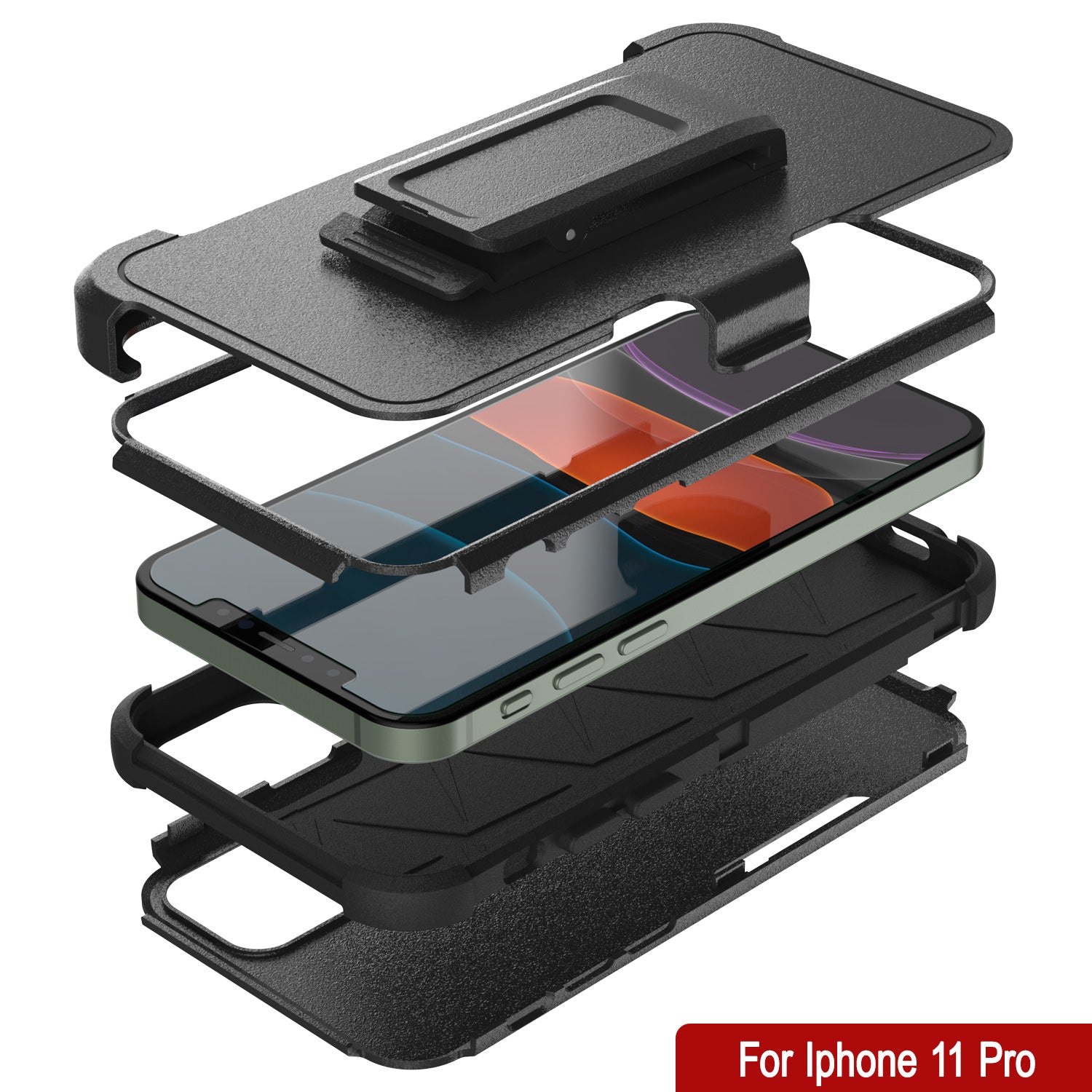 Punkcase for iPhone 11 Pro Belt Clip Multilayer Holster Case [Patron Series] [Black]