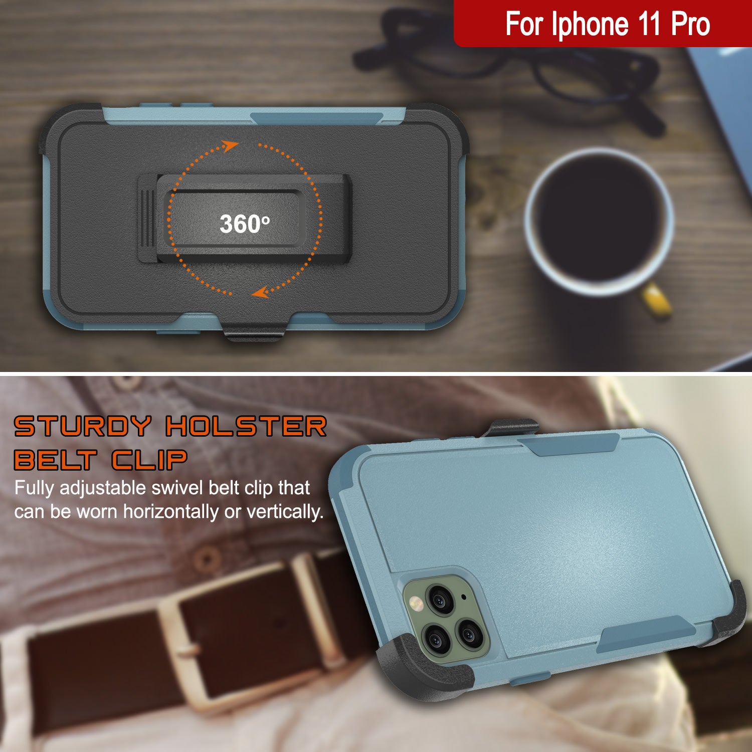 Punkcase for iPhone 11 Pro Belt Clip Multilayer Holster Case [Patron Series] [Mint]