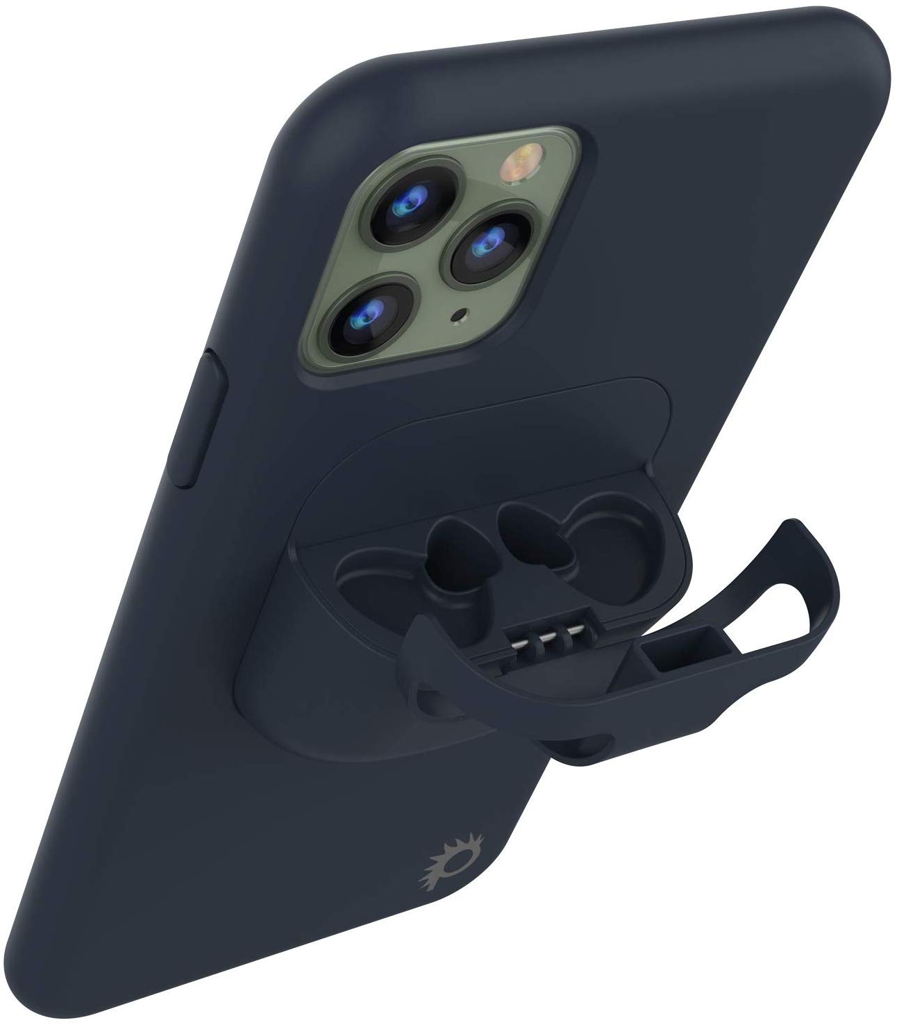 Punkcase iPhone 11 Pro Max Airpods Case Holder (CenterPods Series) | Slim & Durable 2 in 1 Cover Designed for iPhone 11 Pro Max (6.1") | Protects Your Phone & Stores Your AirPods Gen. 1 & 2 [Navy Blue]