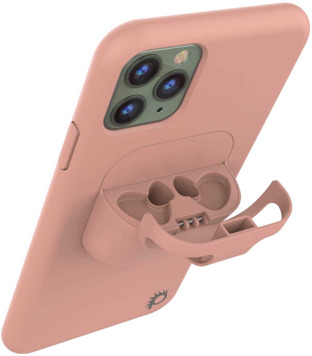 Punkcase iPhone 11 Pro Max Airpods Case Holder (CenterPods Series) | Slim & Durable 2 in 1 Cover Designed for iPhone 11 Pro Max (6.1") | Protects Your Phone & Stores Your AirPods Gen. 1 & 2 [Pink]