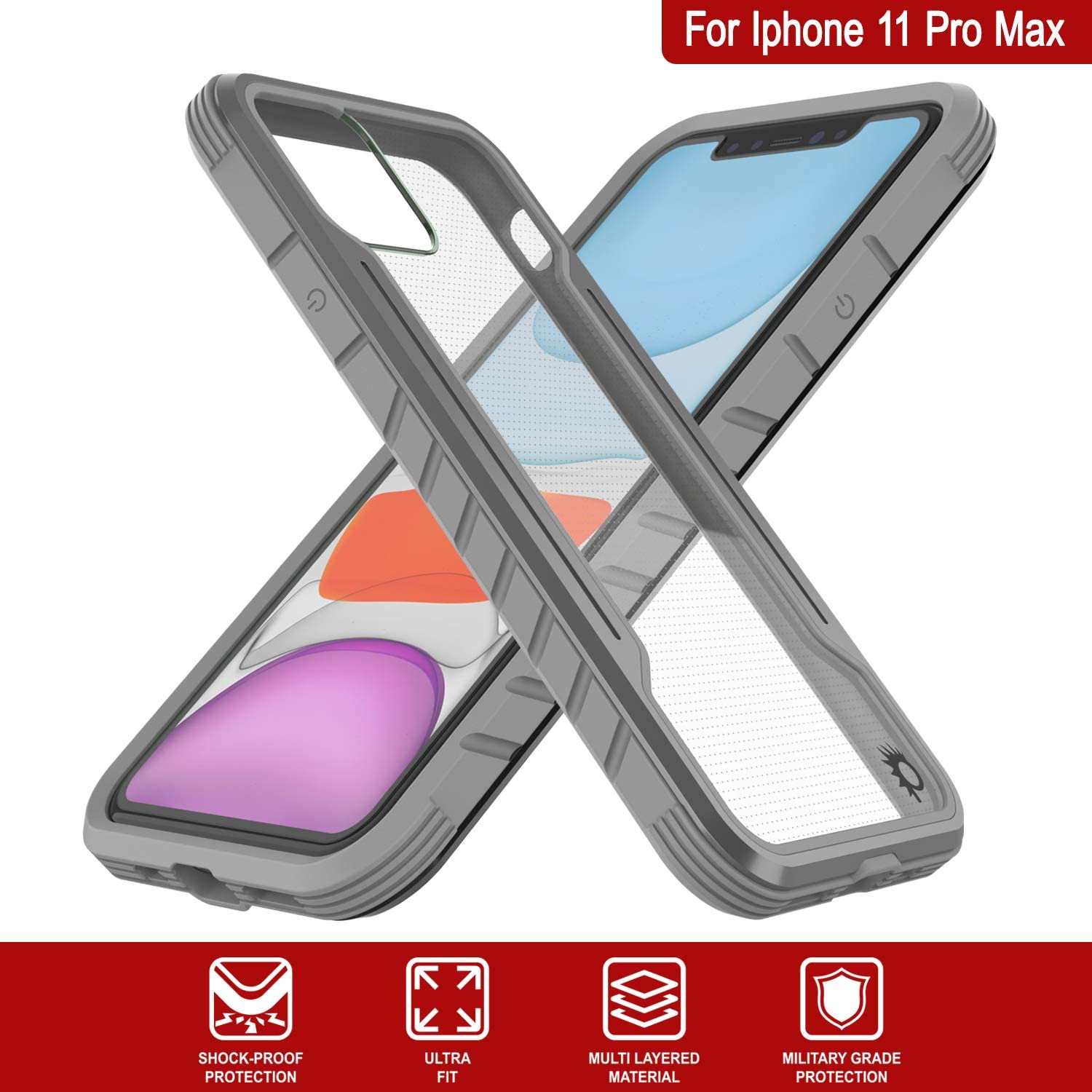 Punkcase iPhone 11 Pro Max ravenger Case Protective Military Grade Multilayer Cover [Grey]