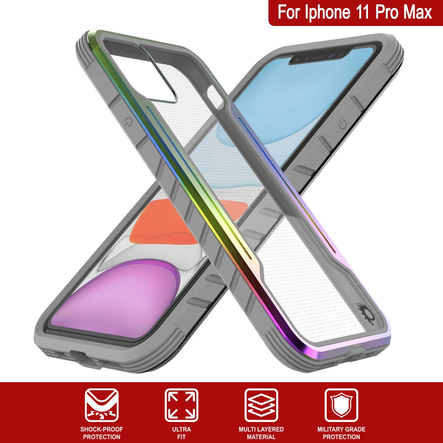 Punkcase iPhone 12 Pro Max ravenger Case Protective Military Grade Multilayer Cover [Rainbow]