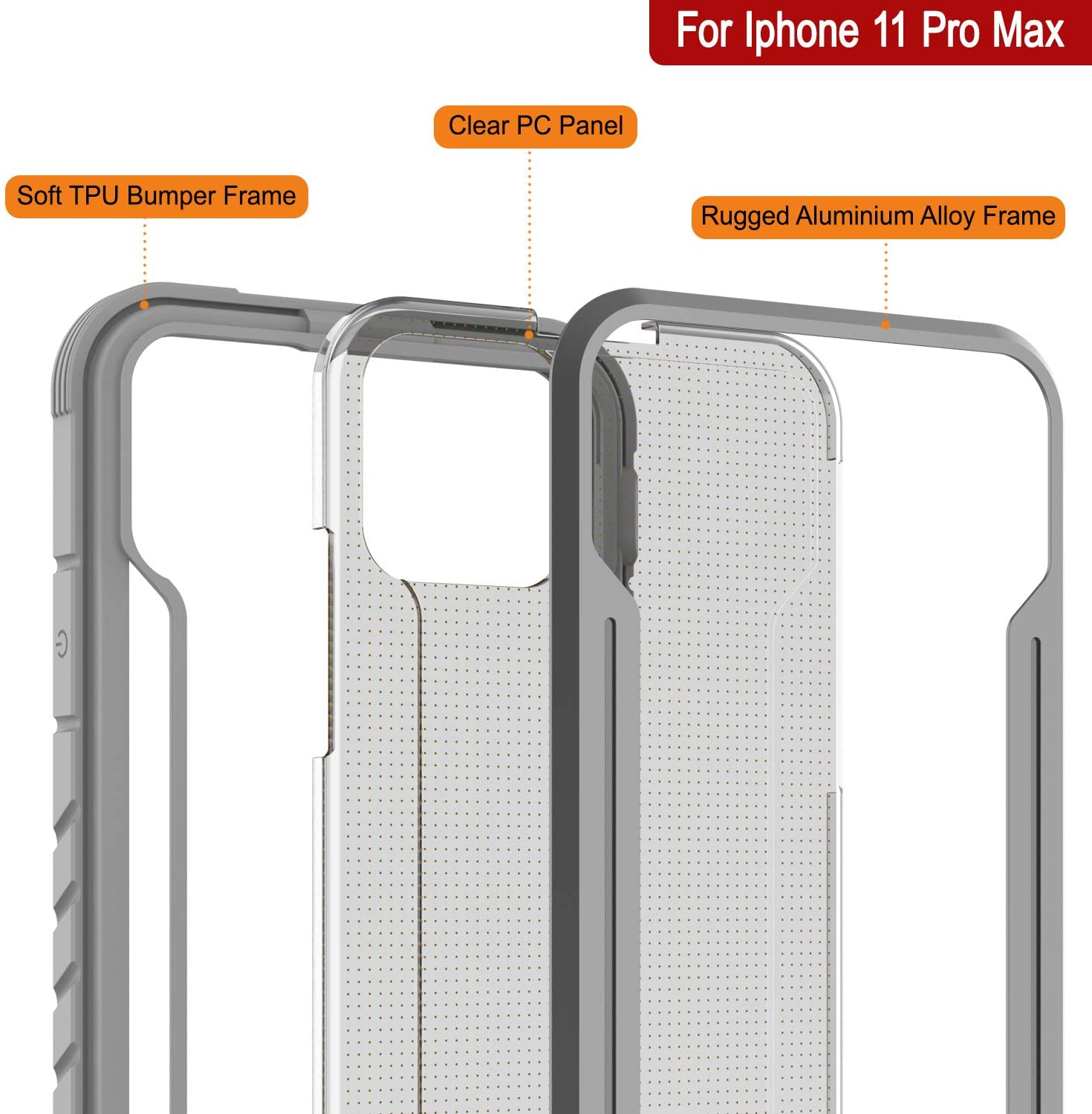 Punkcase iPhone 11 Pro Max ravenger Case Protective Military Grade Multilayer Cover [Grey]